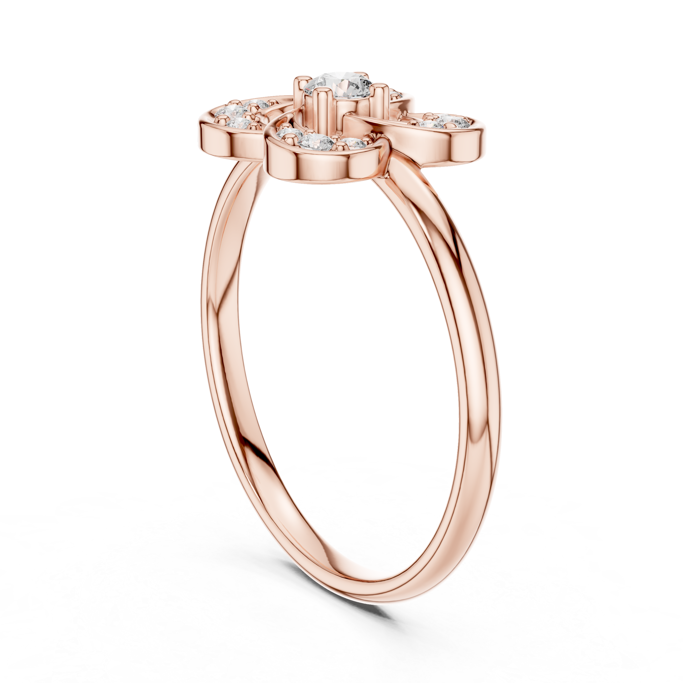 Floral Diamond Cluster Ring with Open Petal Design