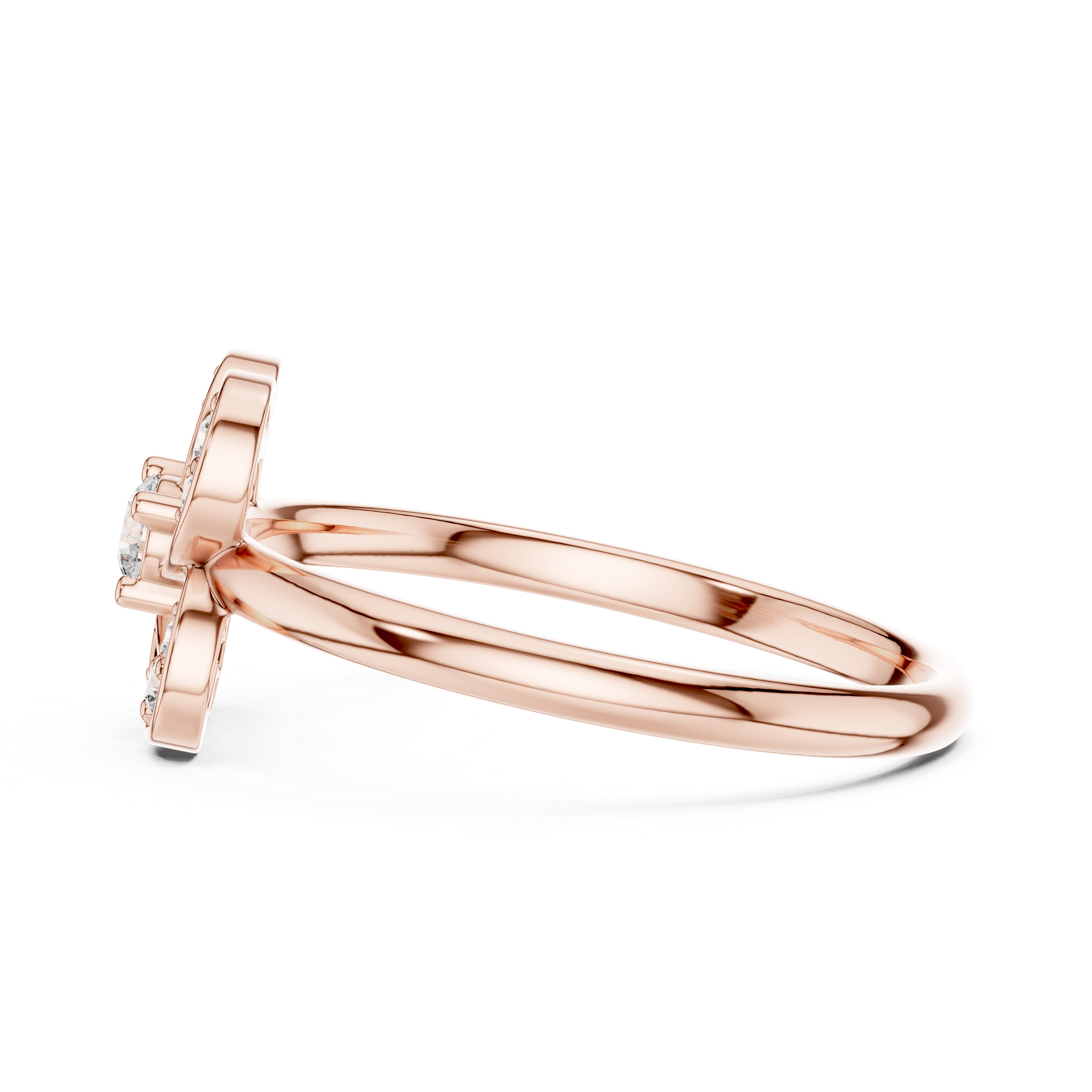 Floral Diamond Cluster Ring with Open Petal Design