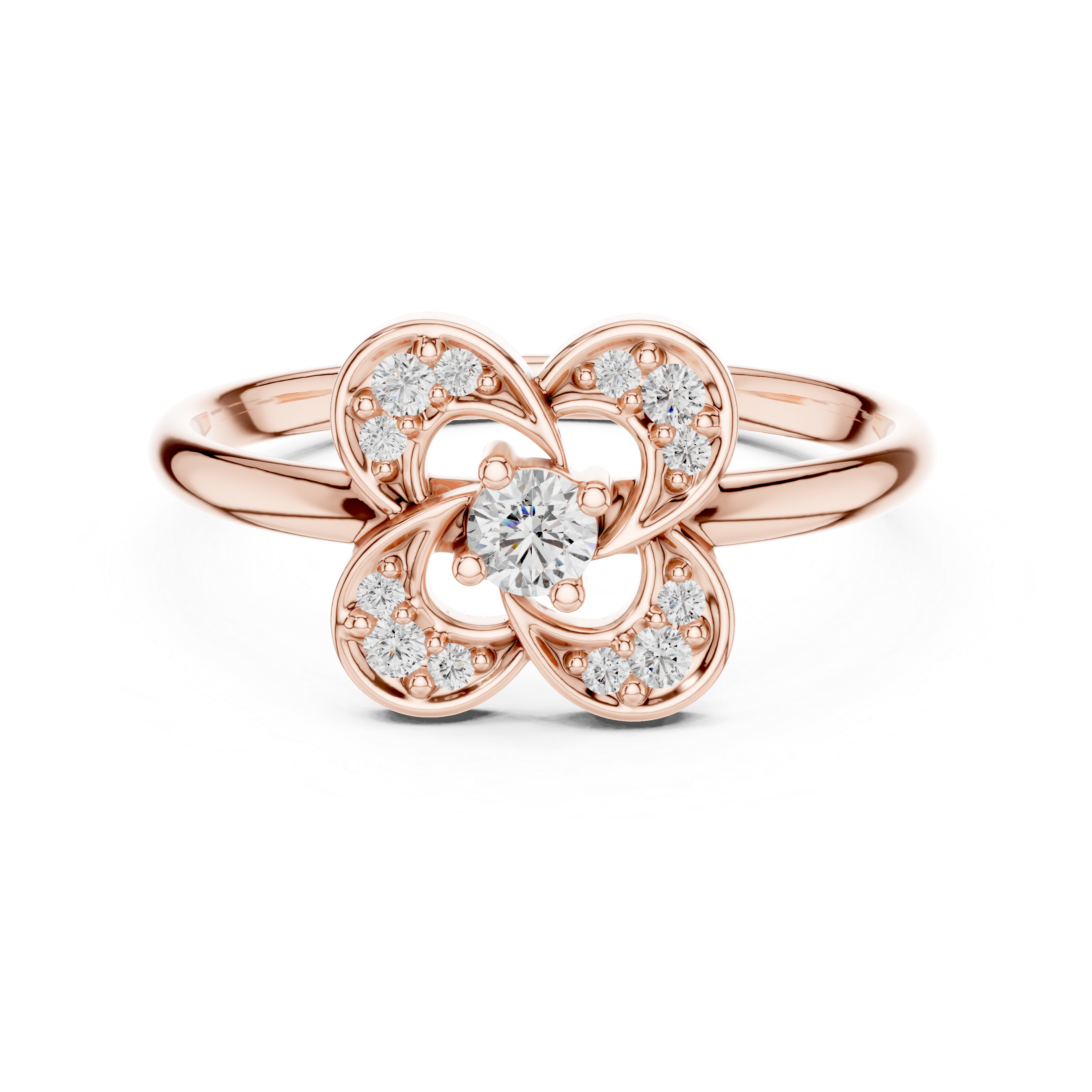 Floral Diamond Cluster Ring with Open Petal Design