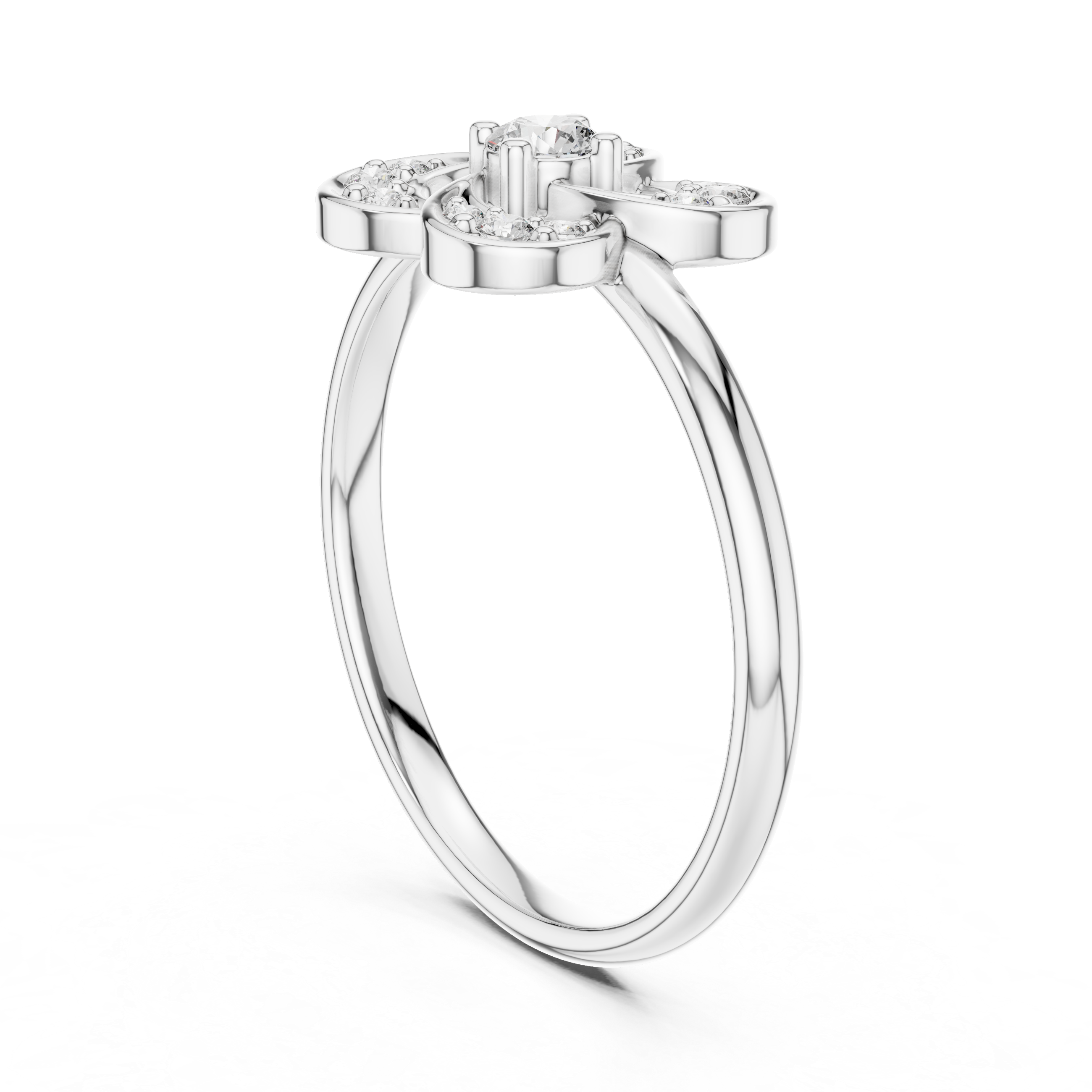 Floral Diamond Cluster Ring with Open Petal Design