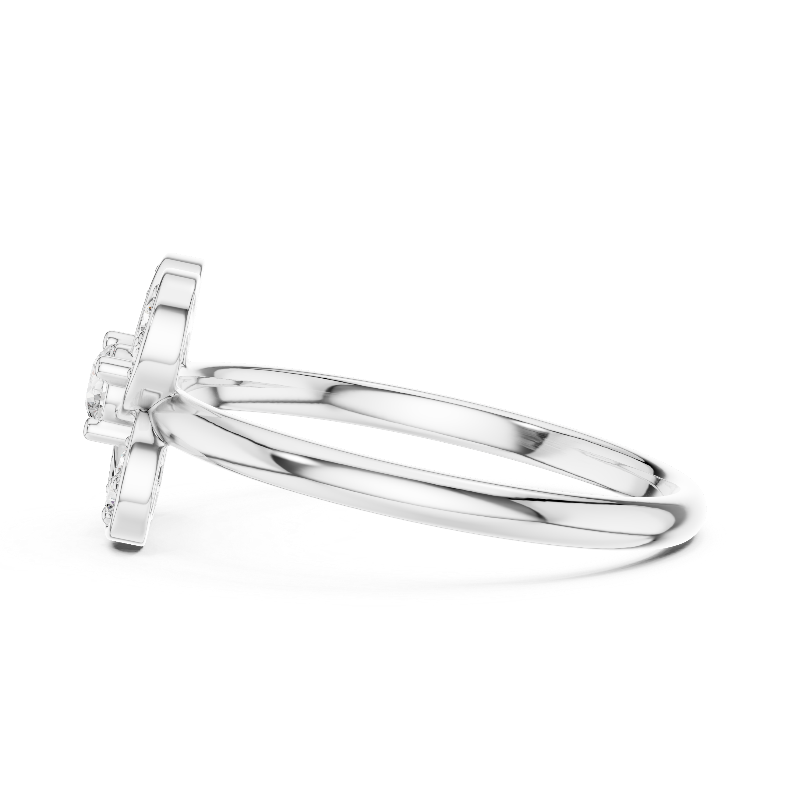 Floral Diamond Cluster Ring with Open Petal Design