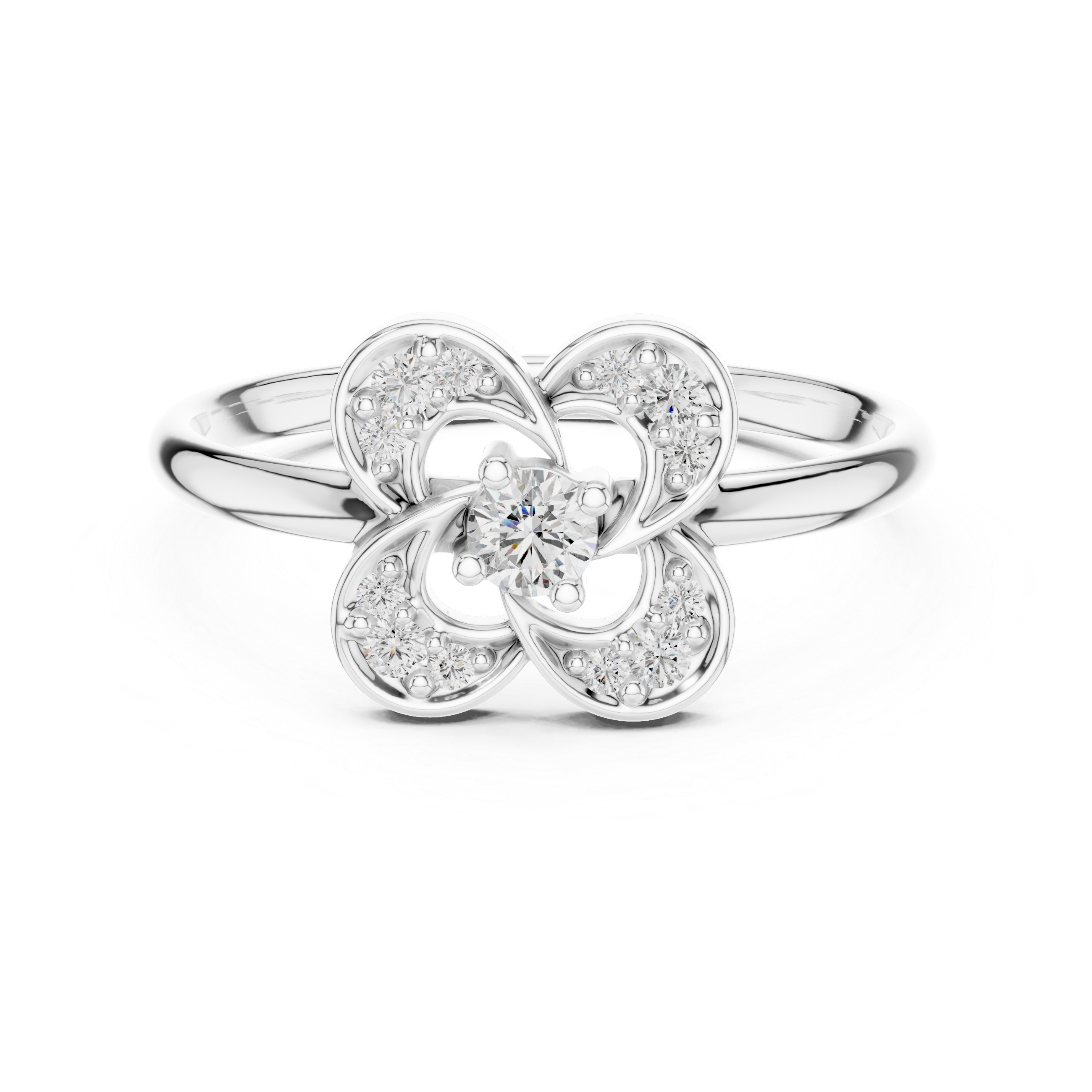 Floral Diamond Cluster Ring with Open Petal Design