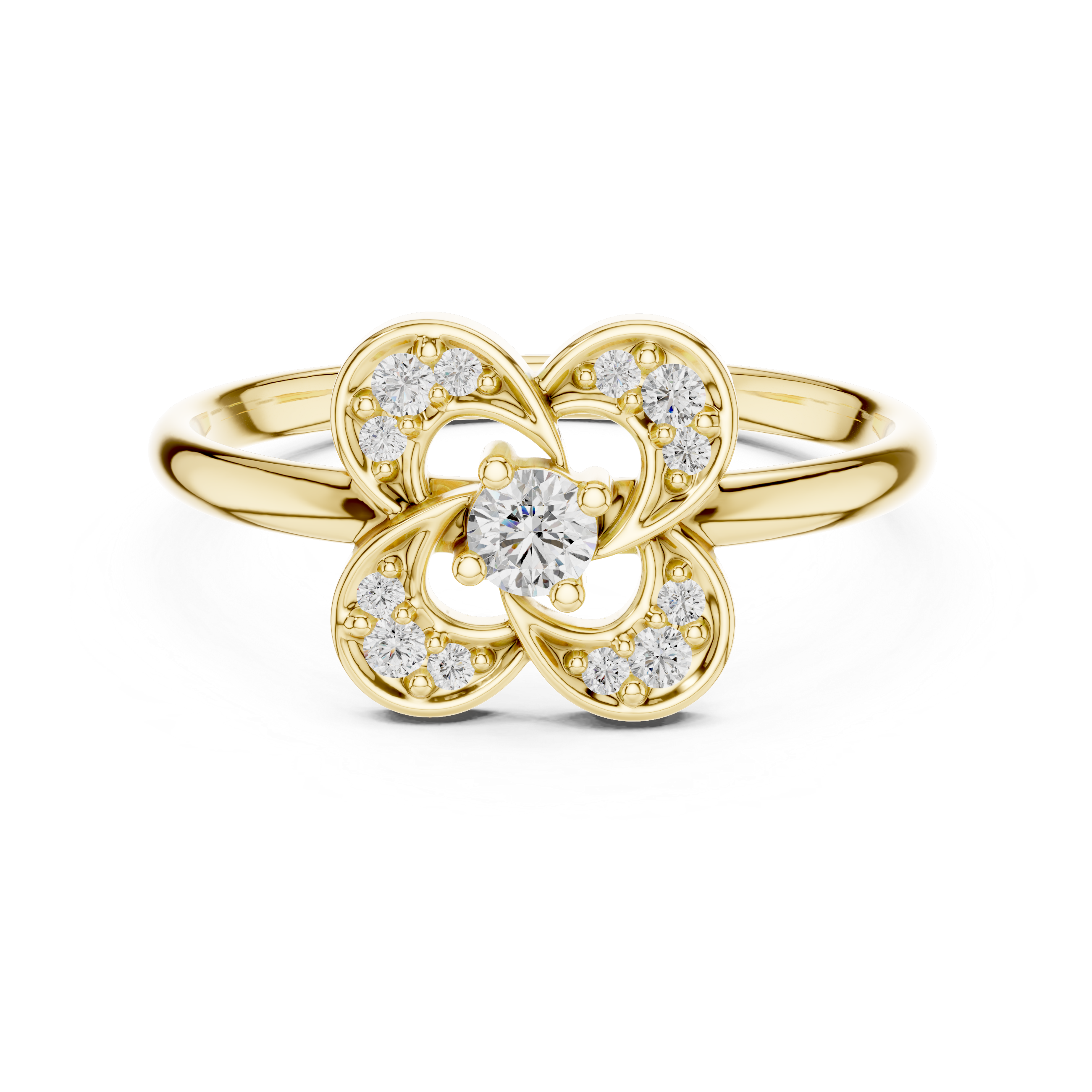 Floral Diamond Cluster Ring with Open Petal Design