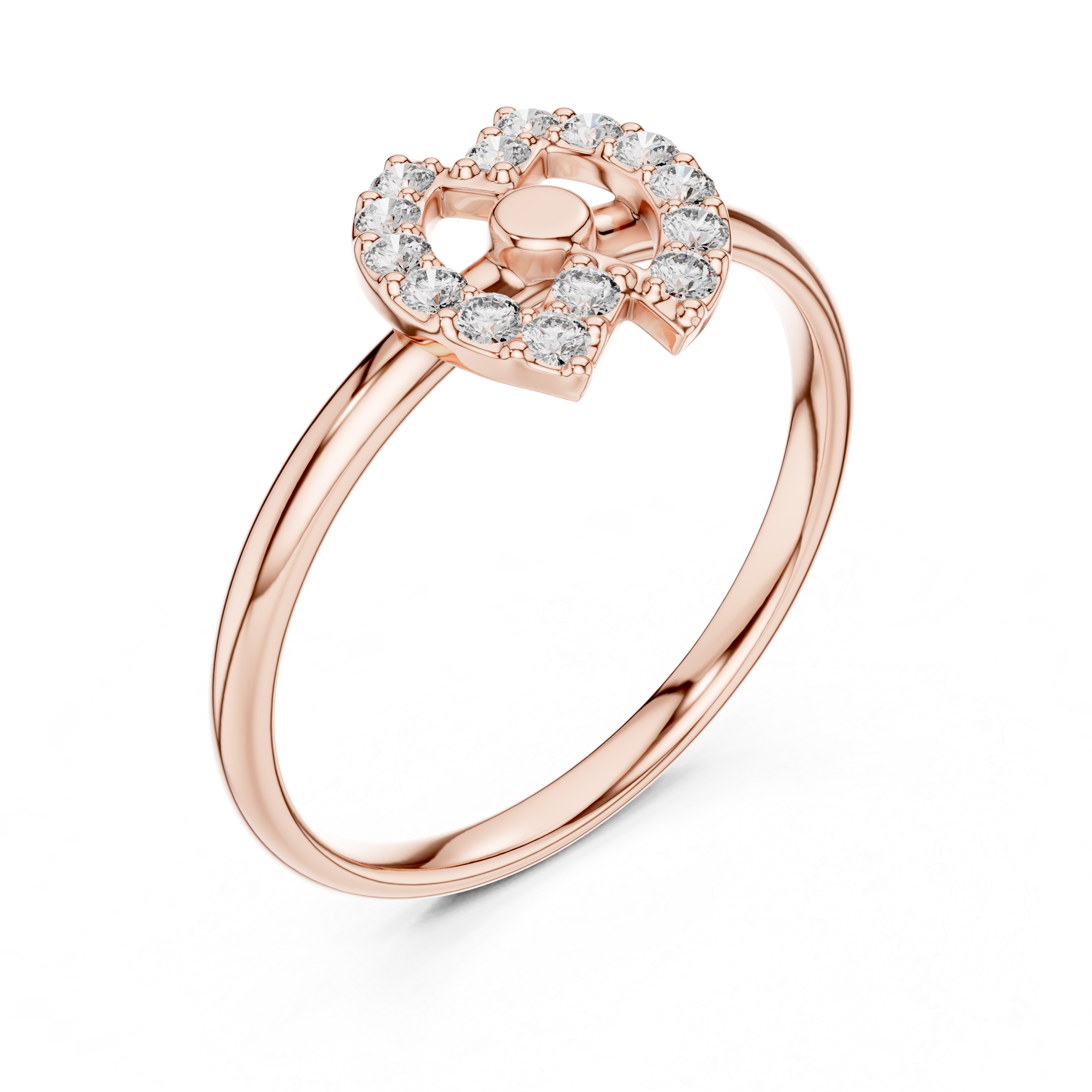 Double Crescent Diamond Halo Ring