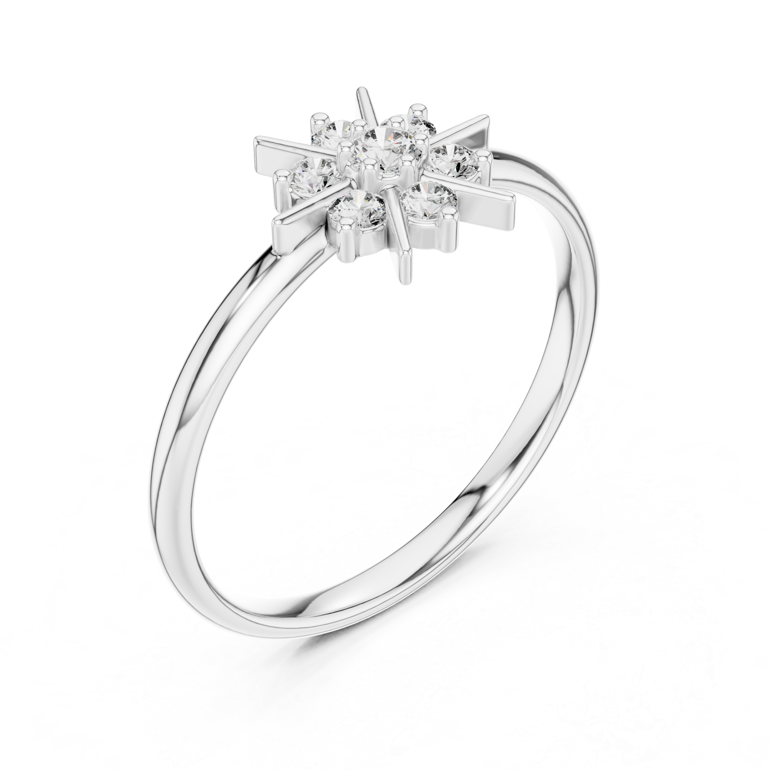 Starburst Diamond Cluster Ring