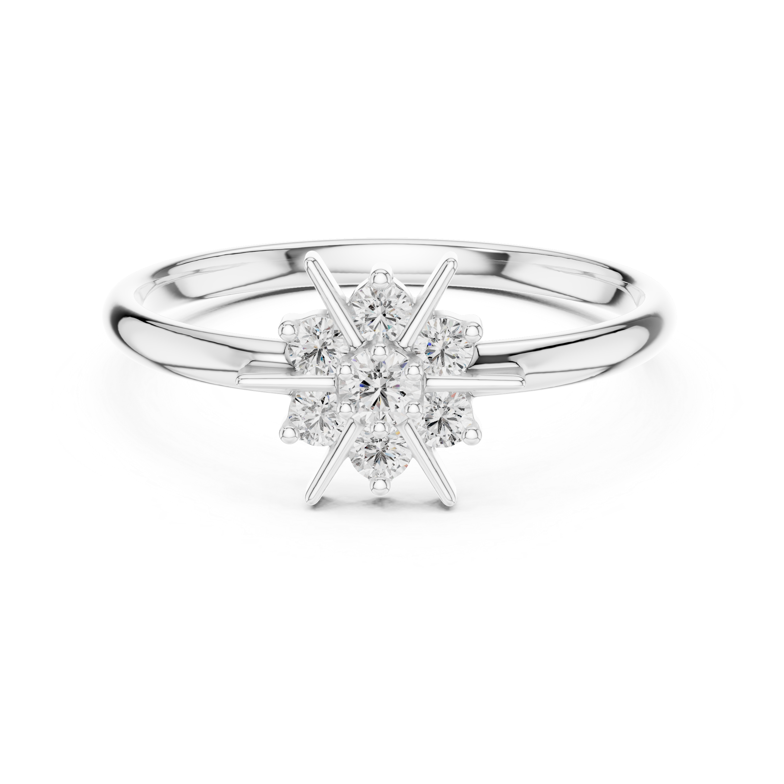 Starburst Diamond Cluster Ring