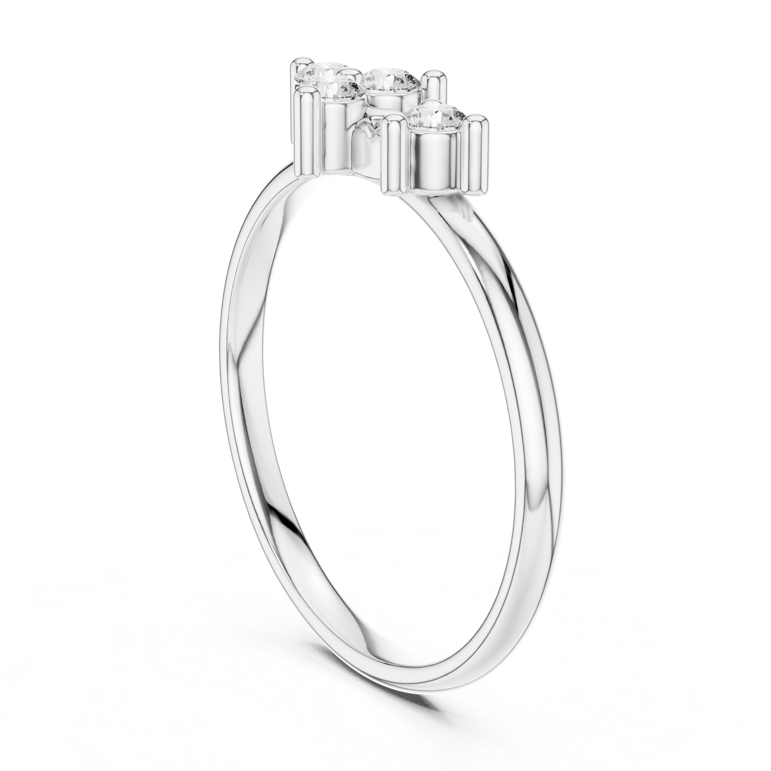 Leaf Motif Diamond Cluster Ring