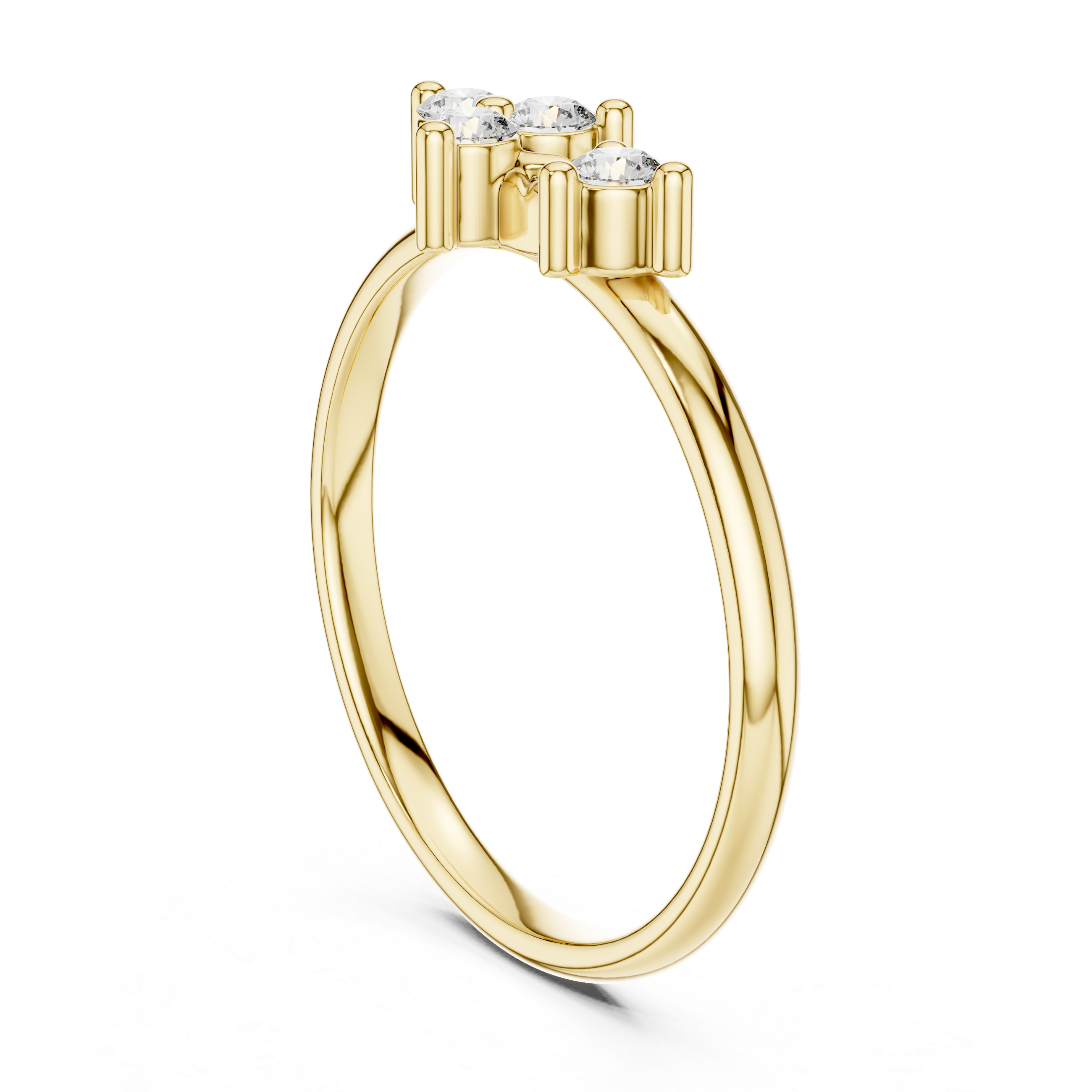 Leaf Motif Diamond Cluster Ring
