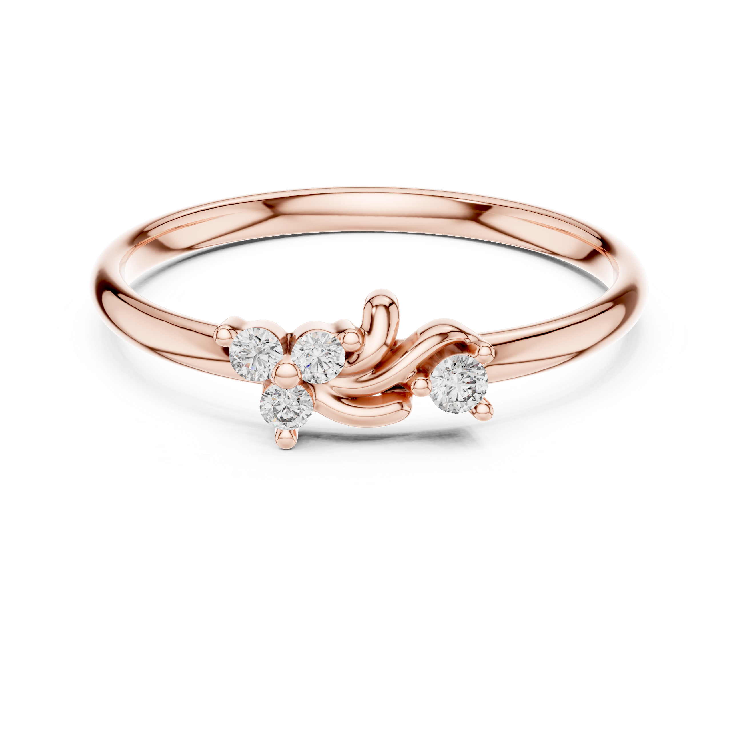 Flowing Swirl Diamond Accent Ring