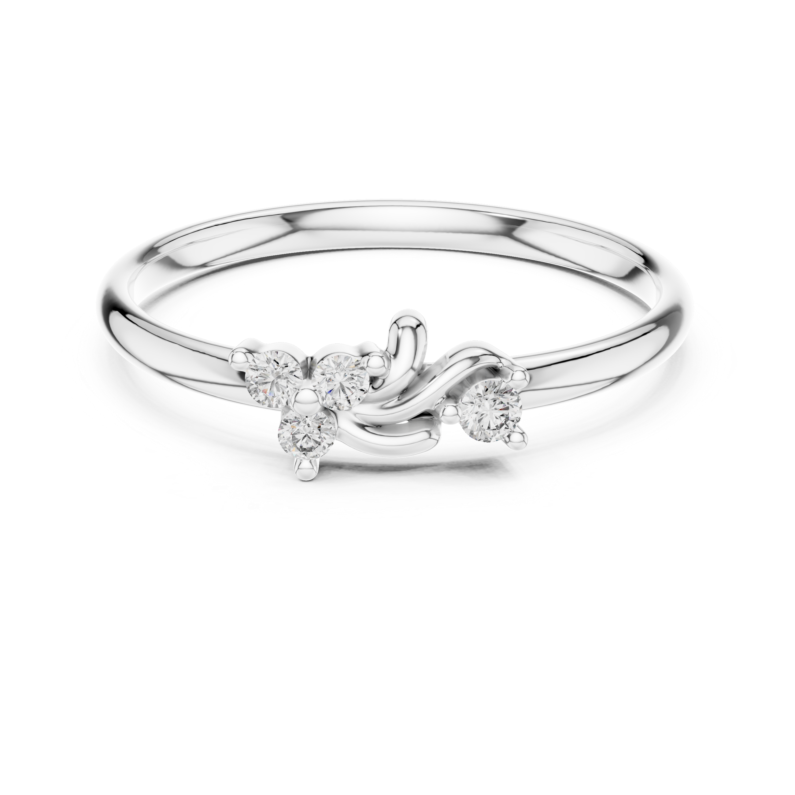 Flowing Swirl Diamond Accent Ring