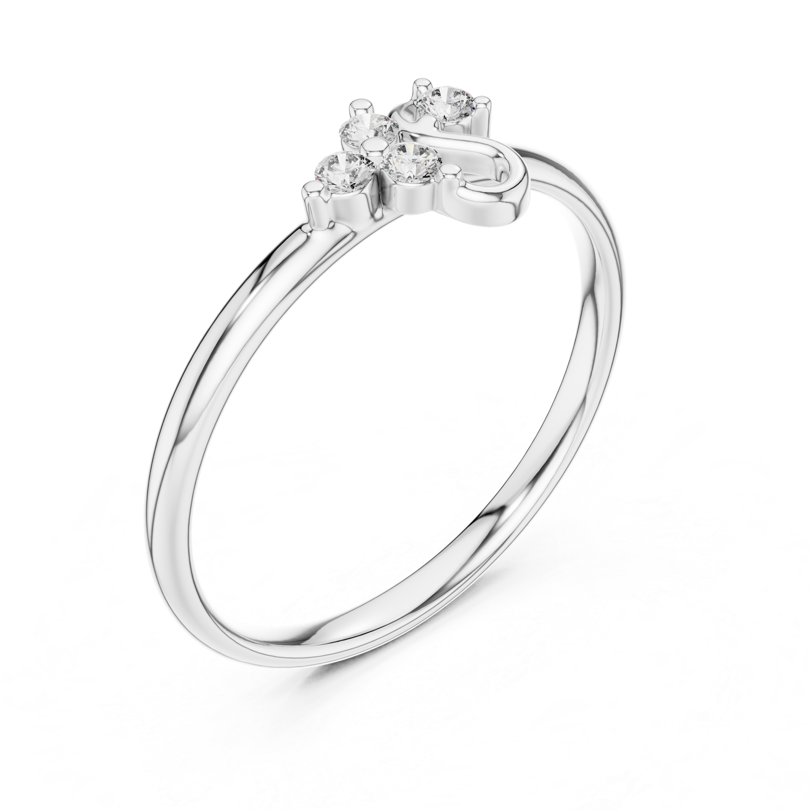 Asymmetrical Swirl Diamond Cluster Ring