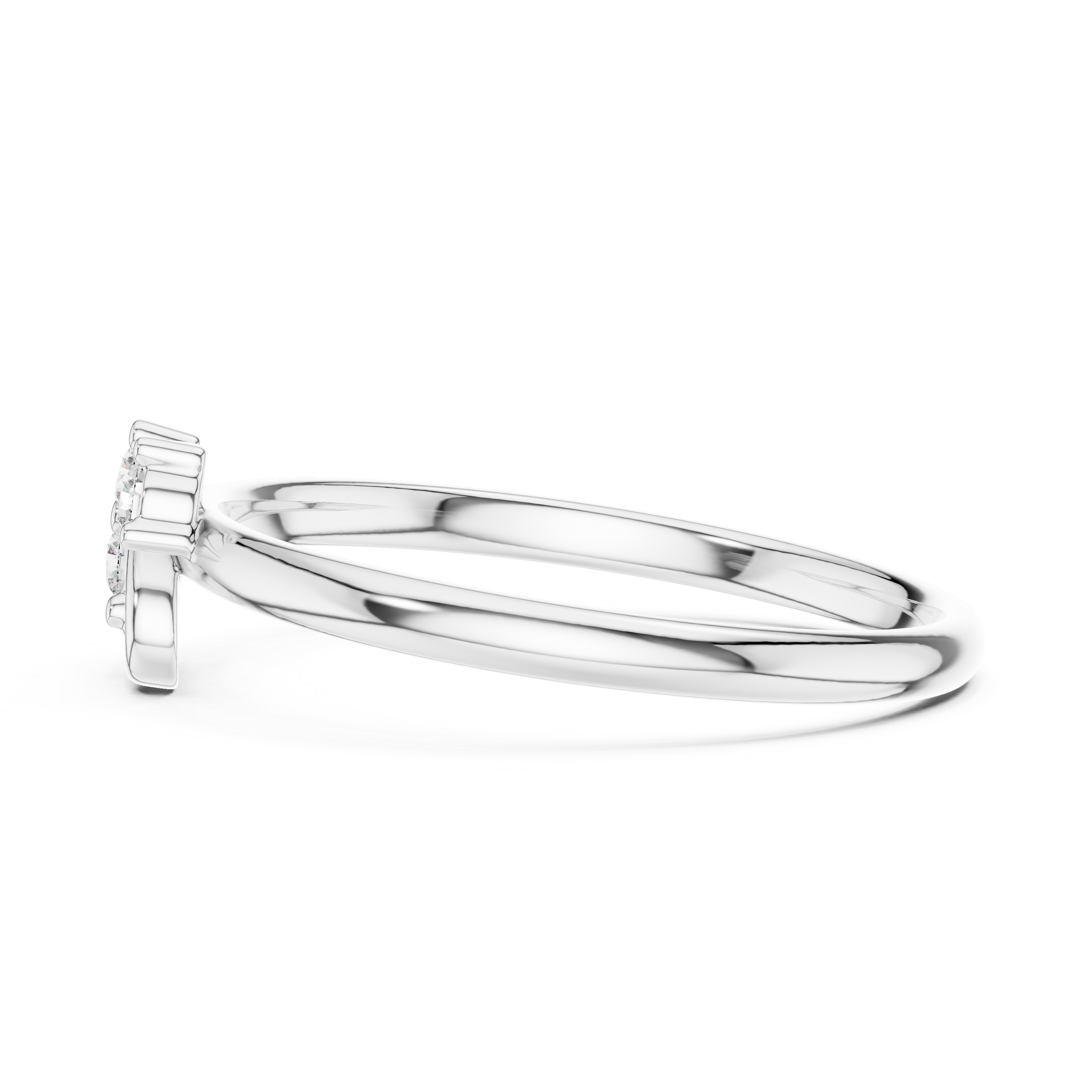 Asymmetrical Swirl Diamond Cluster Ring