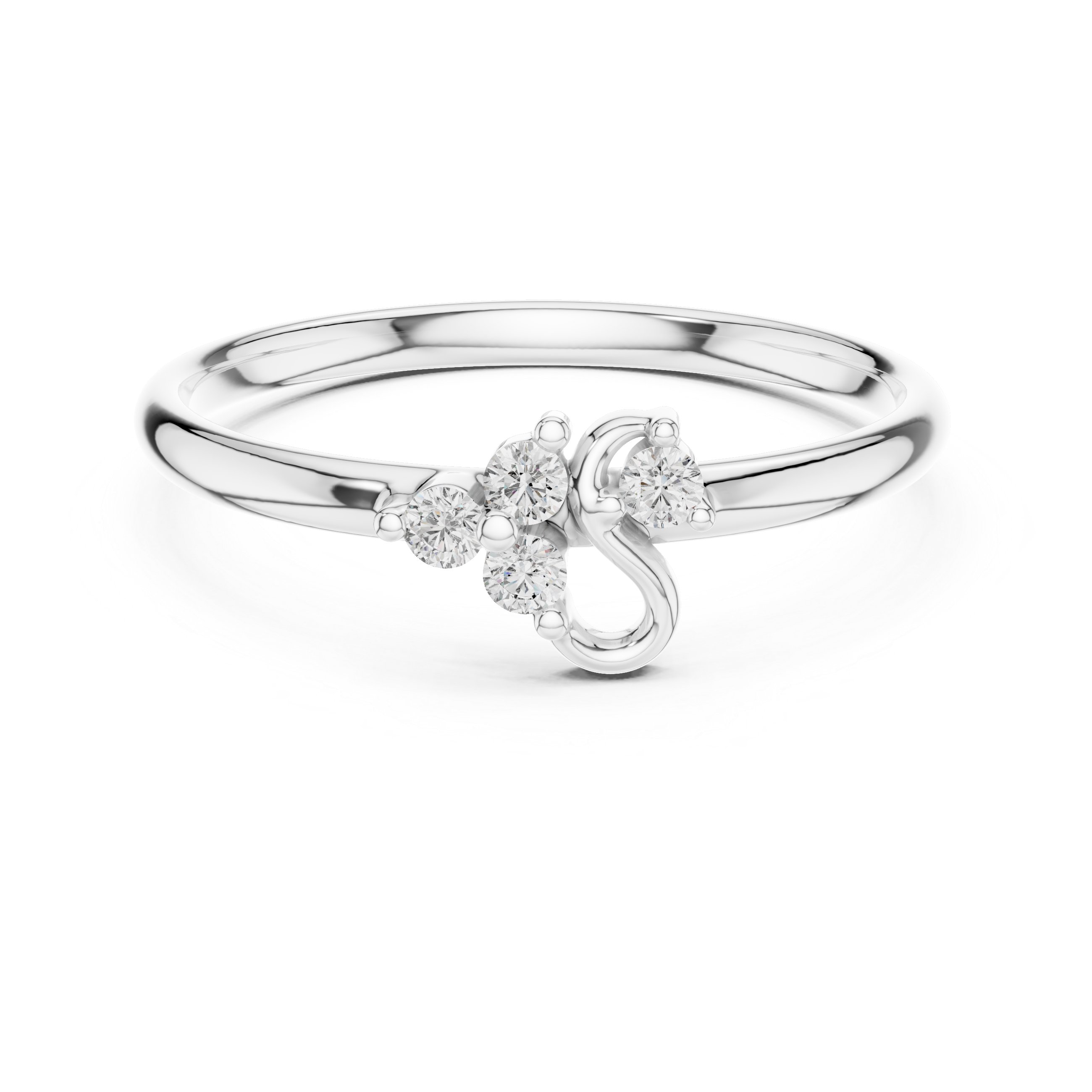 Asymmetrical Swirl Diamond Cluster Ring