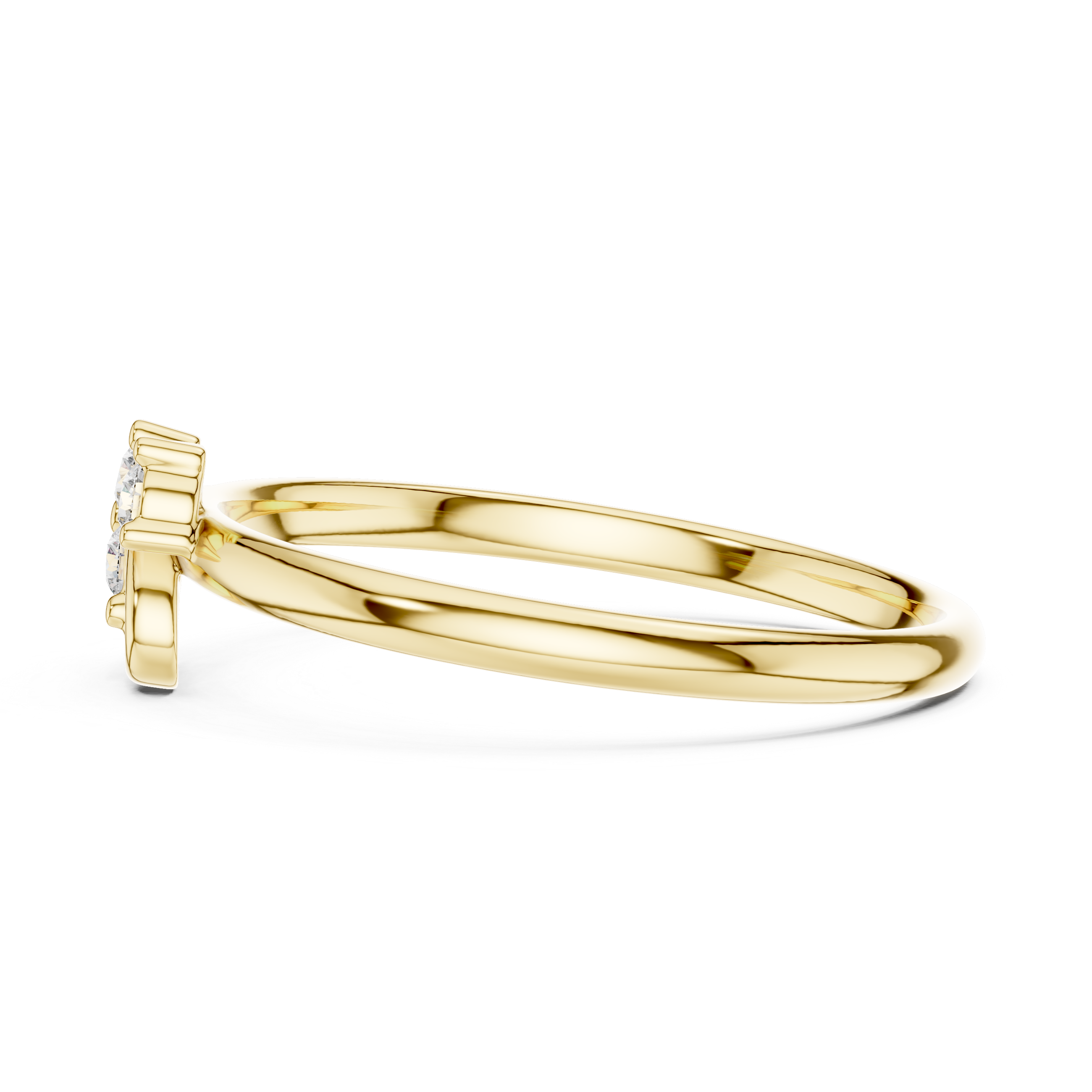 Asymmetrical Swirl Diamond Cluster Ring