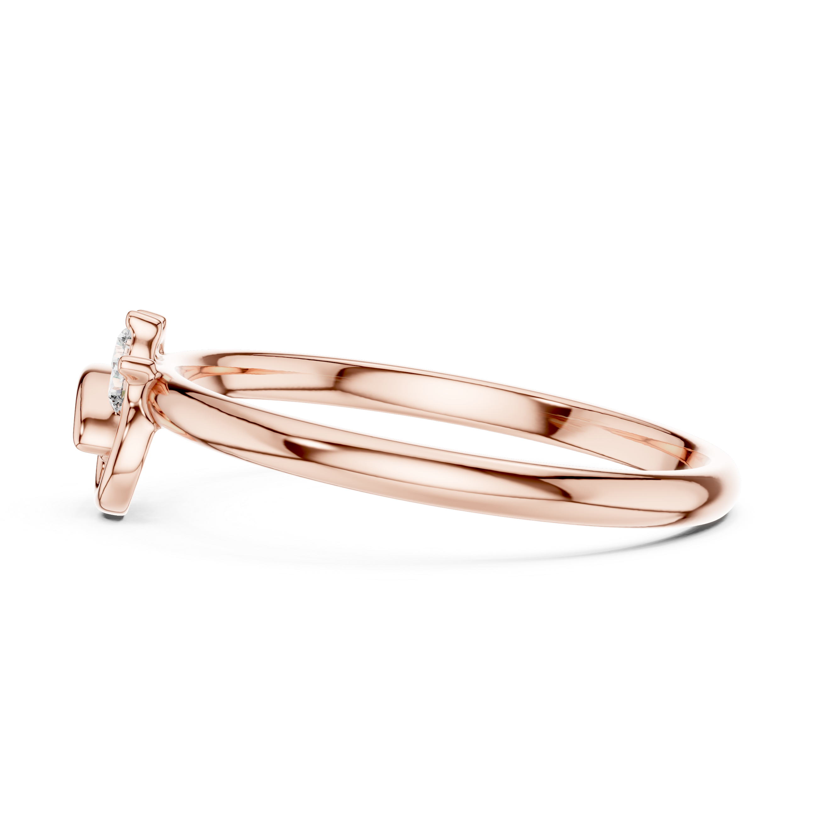 Triple Stone Swirl Accent Diamond Ring