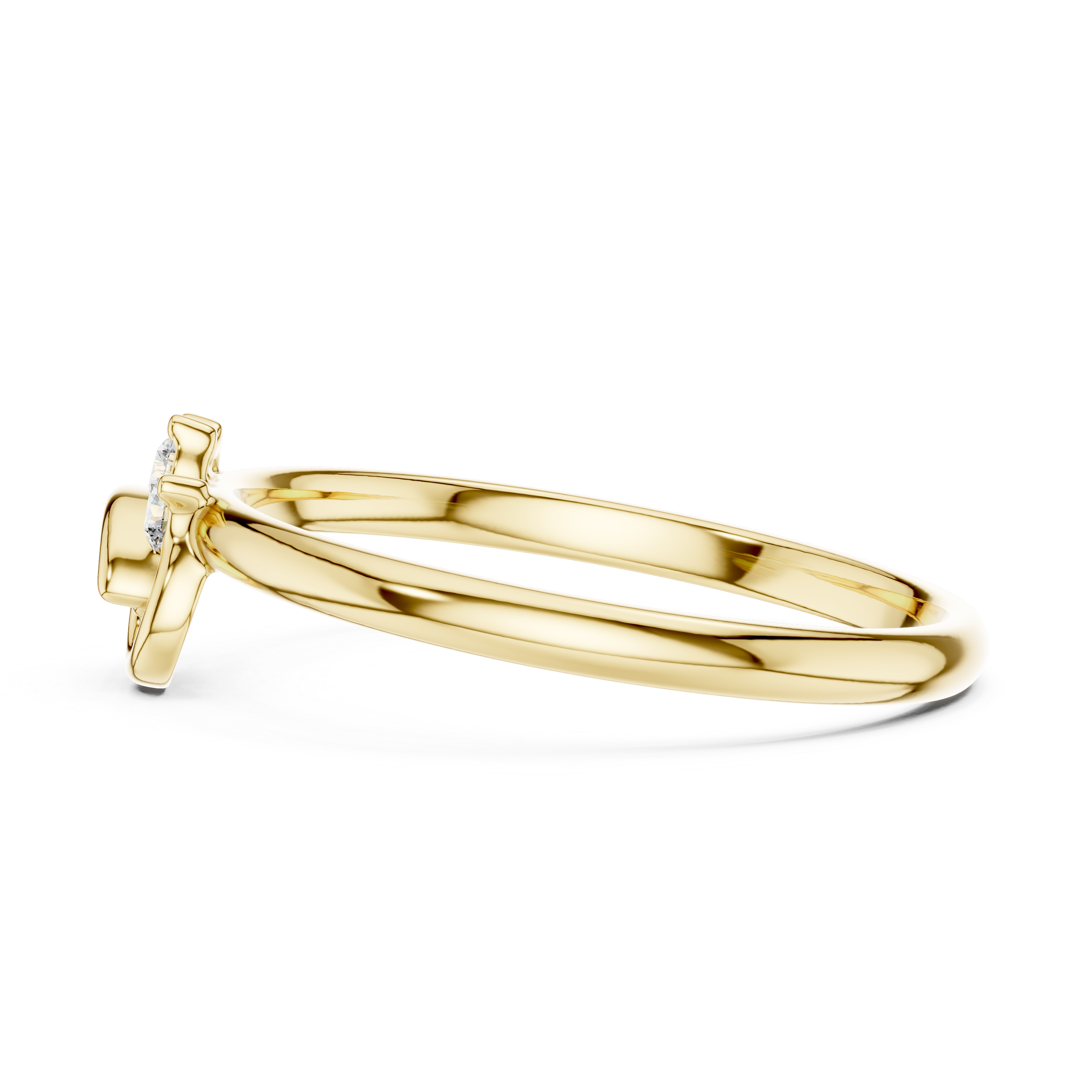 Triple Stone Swirl Accent Diamond Ring