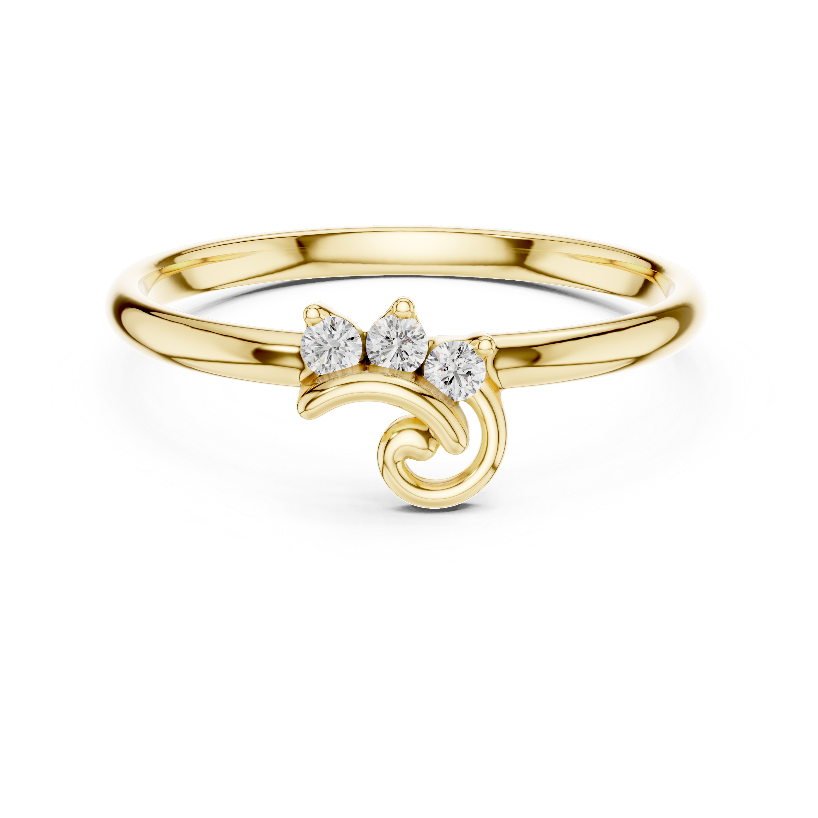 Triple Stone Swirl Accent Diamond Ring