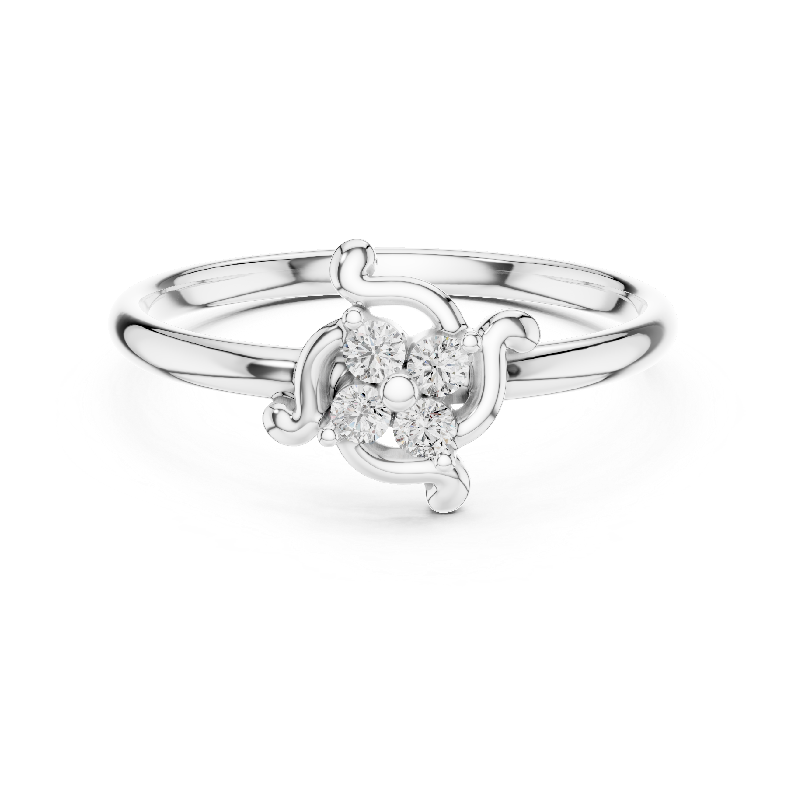 Swirl Frame Diamond Cluster Ring