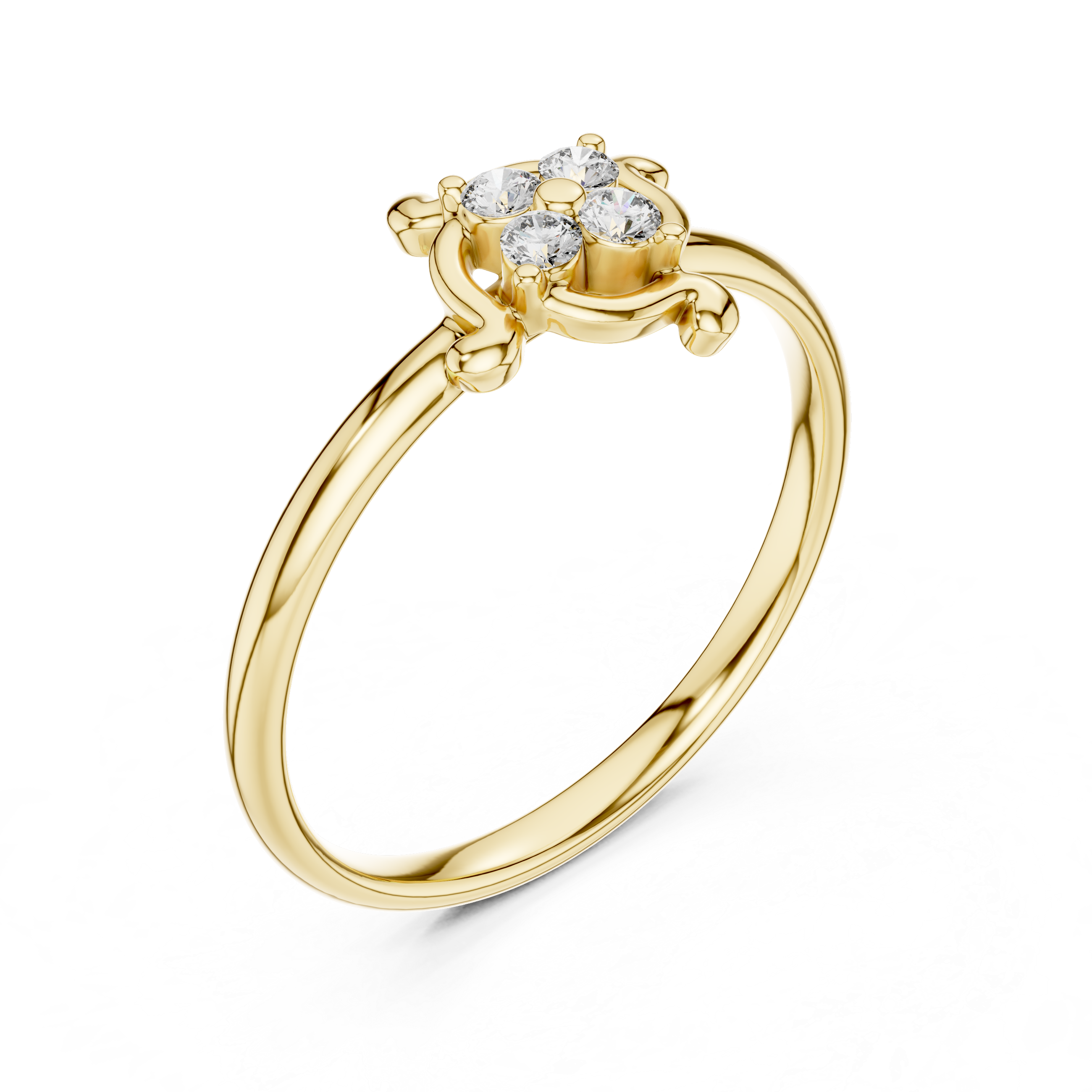 Swirl Frame Diamond Cluster Ring