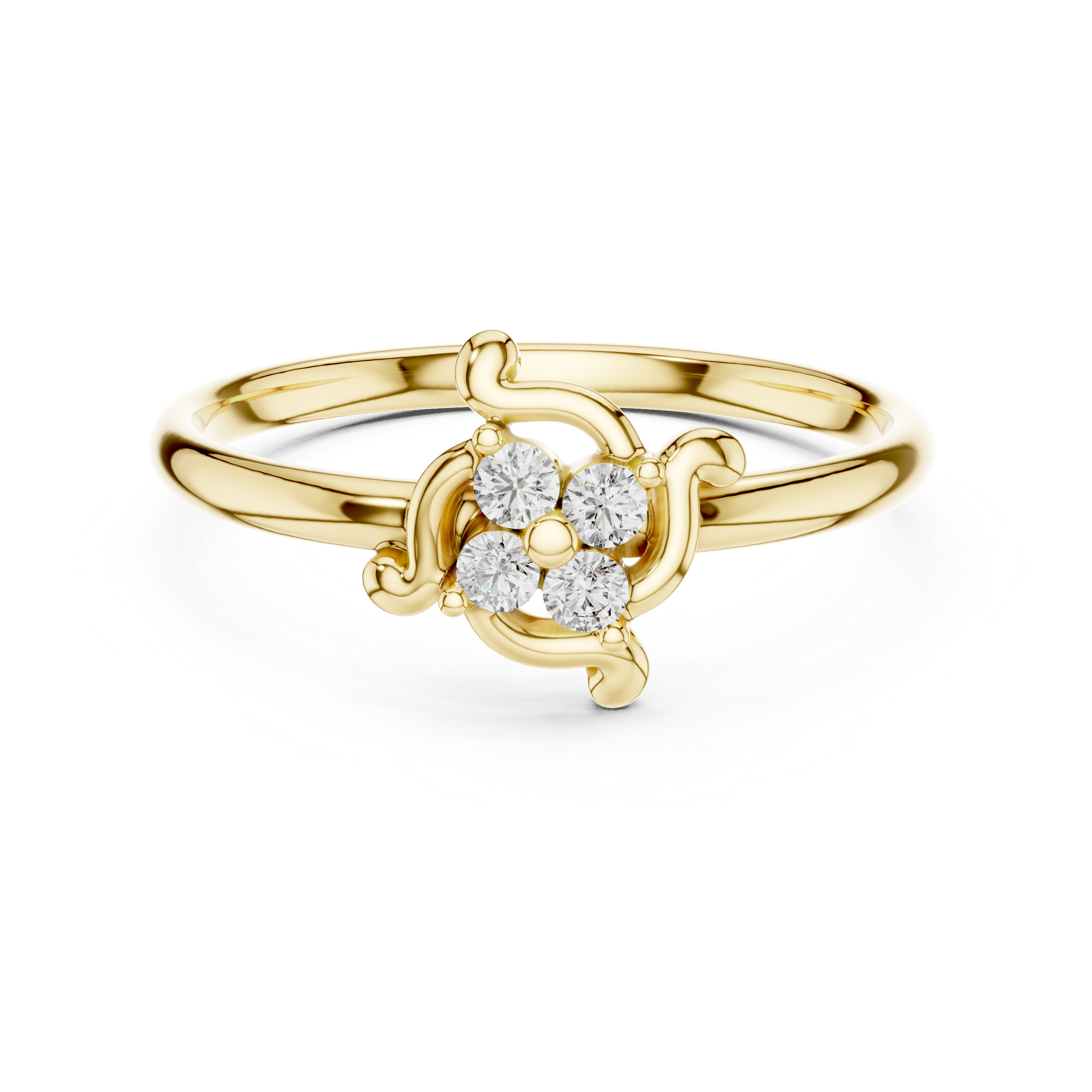Swirl Frame Diamond Cluster Ring