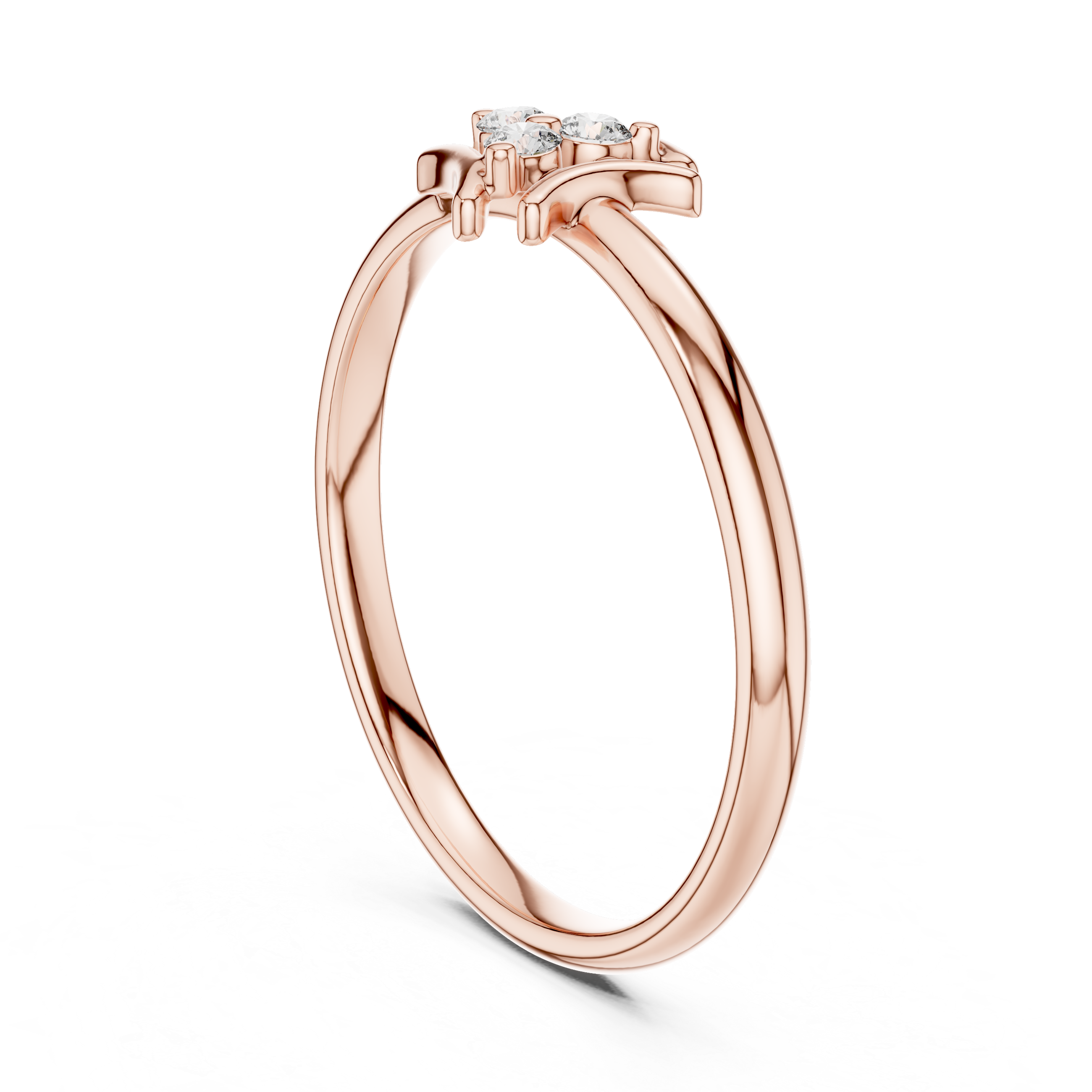 Minimal Leaf Curve Diamond Ring