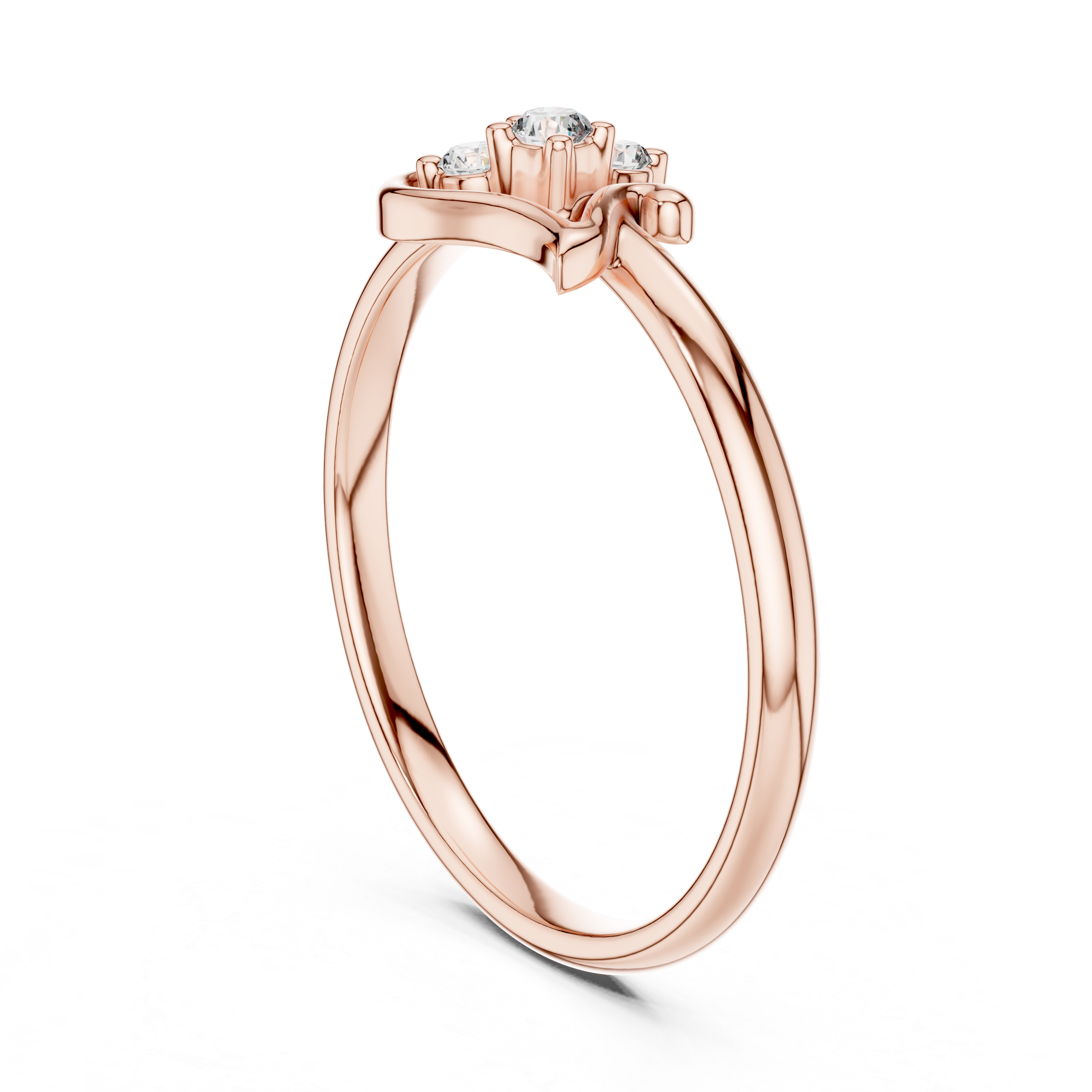 Elegant Leaf Swirl Diamond Ring