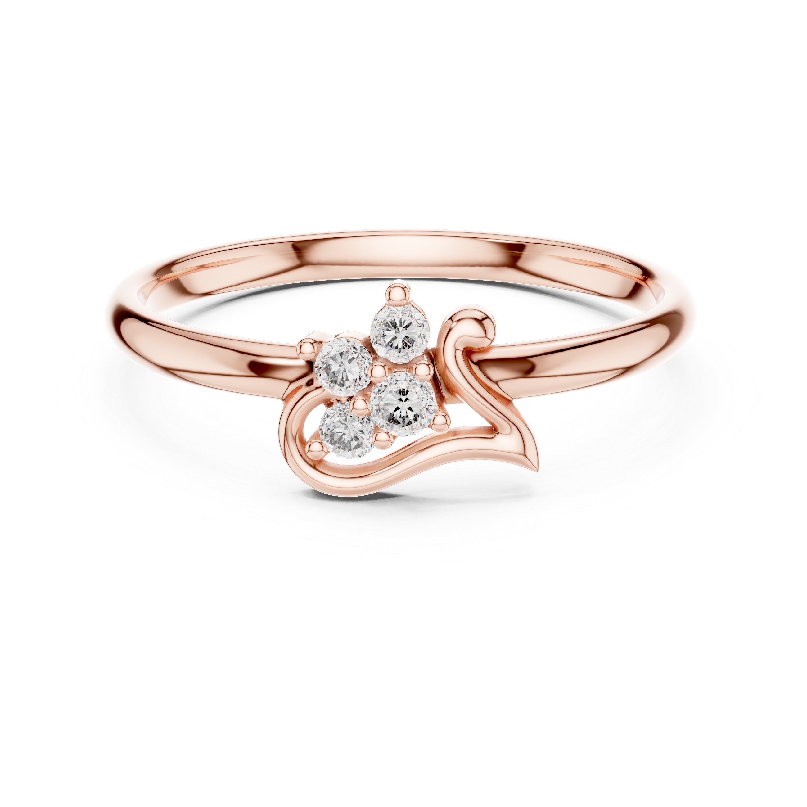 Elegant Leaf Swirl Diamond Ring