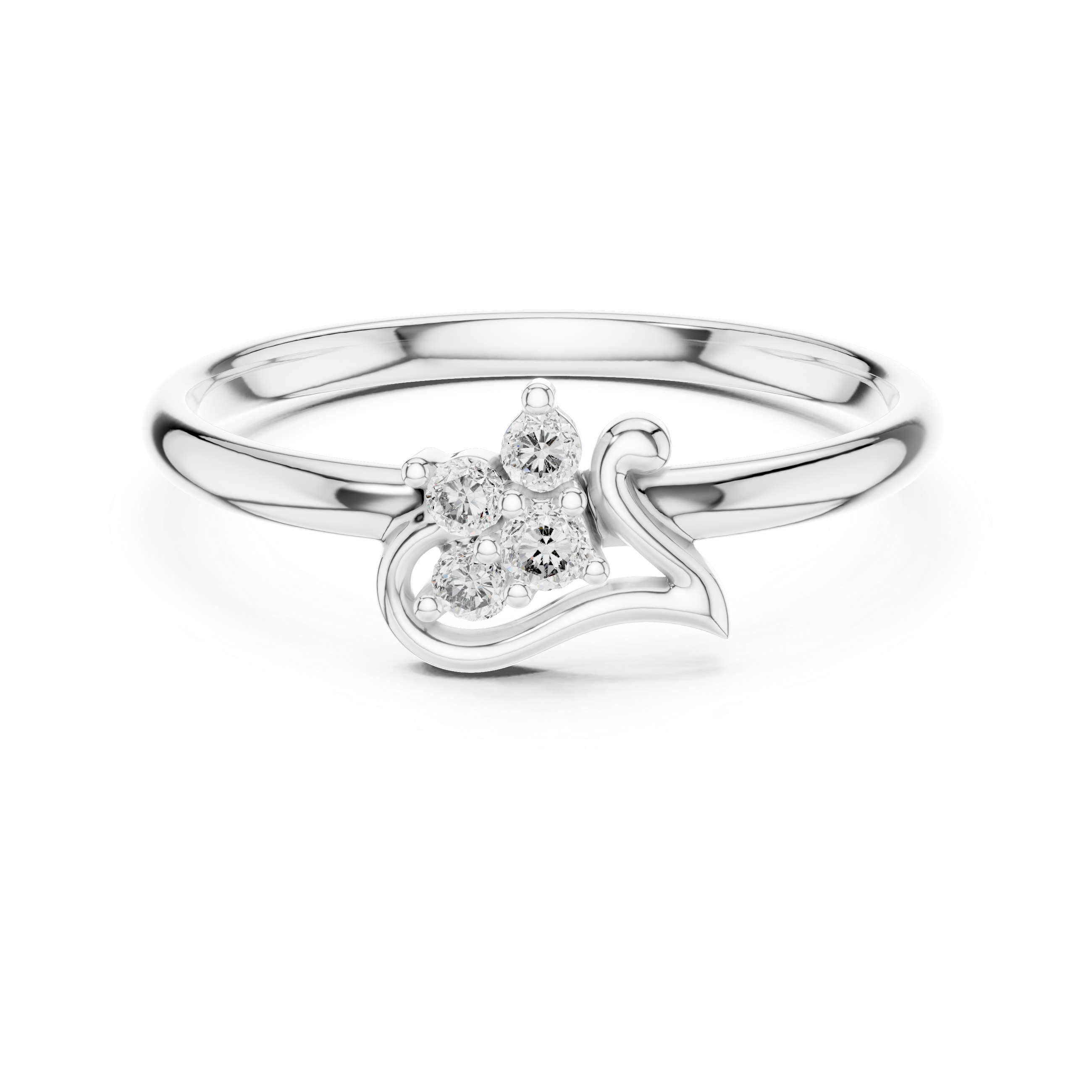 Elegant Leaf Swirl Diamond Ring