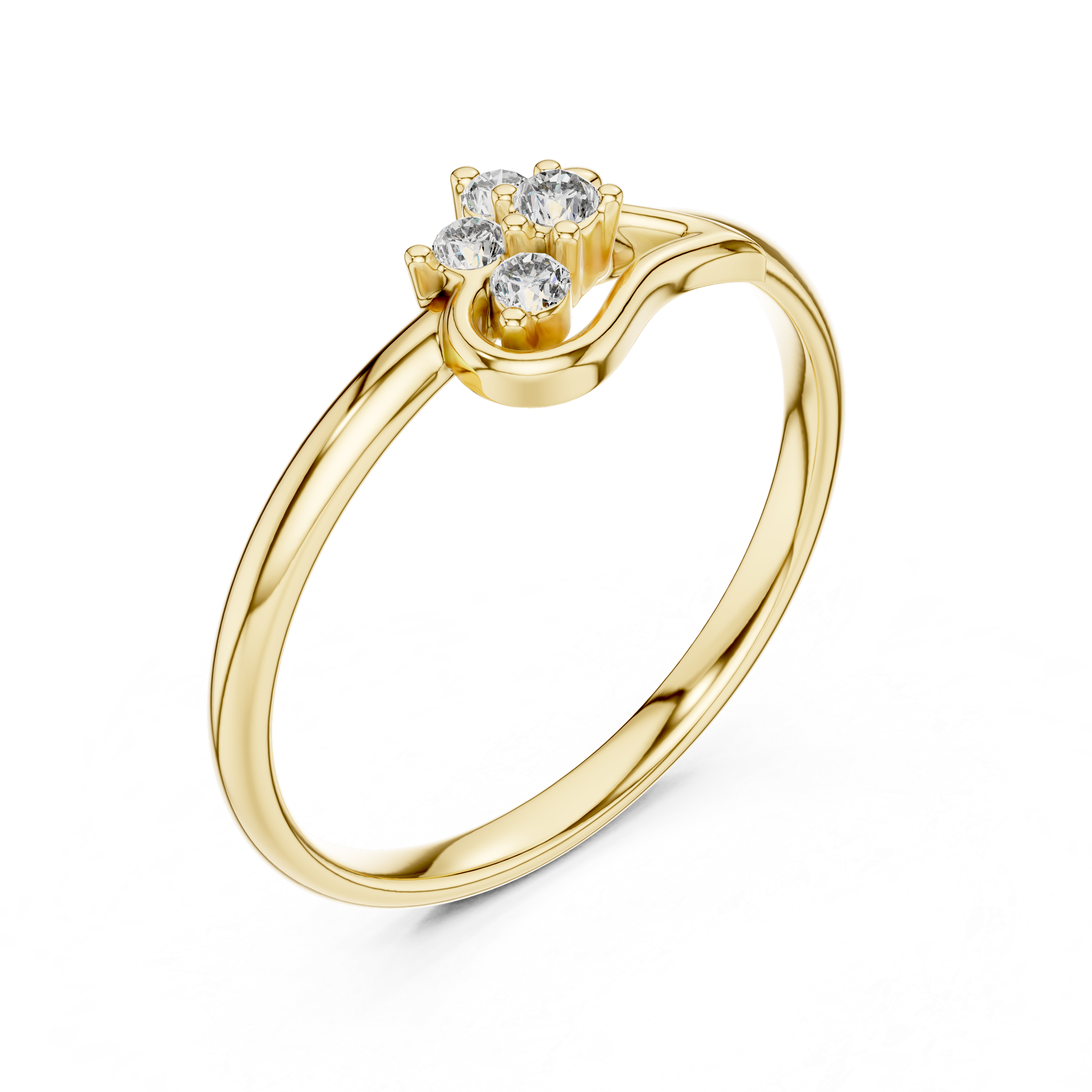 Elegant Leaf Swirl Diamond Ring