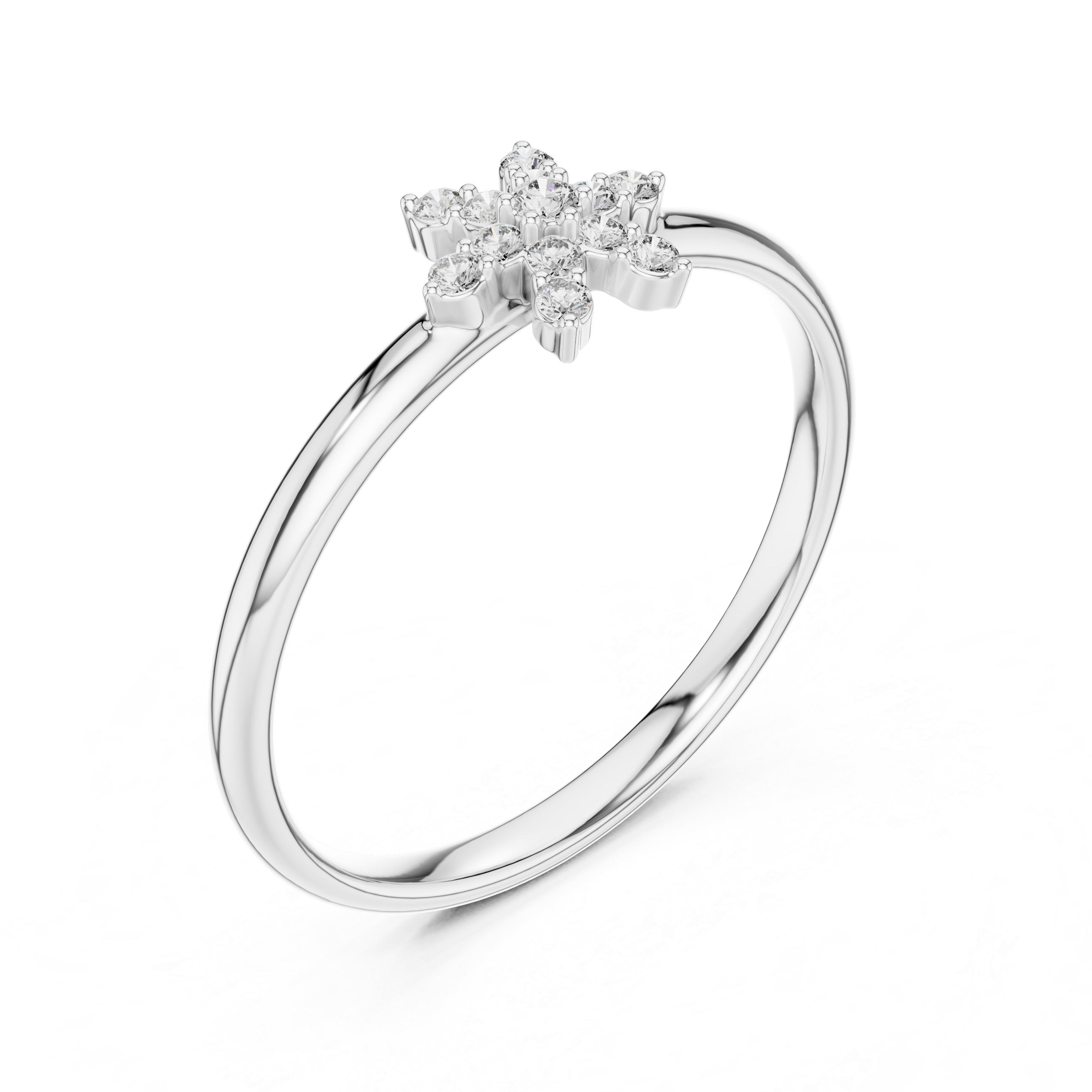 Snowflake Diamond Cluster Ring