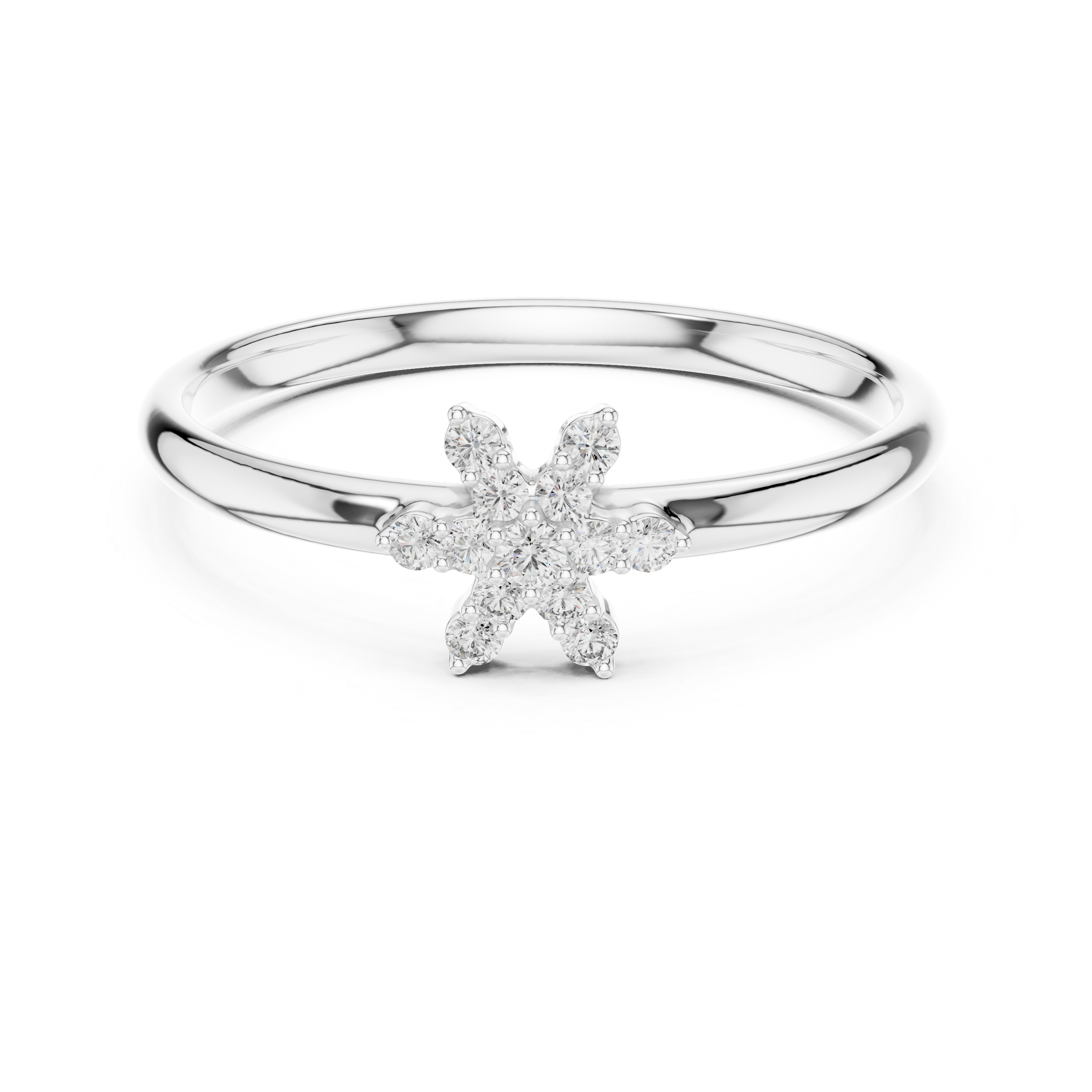 Snowflake Diamond Cluster Ring