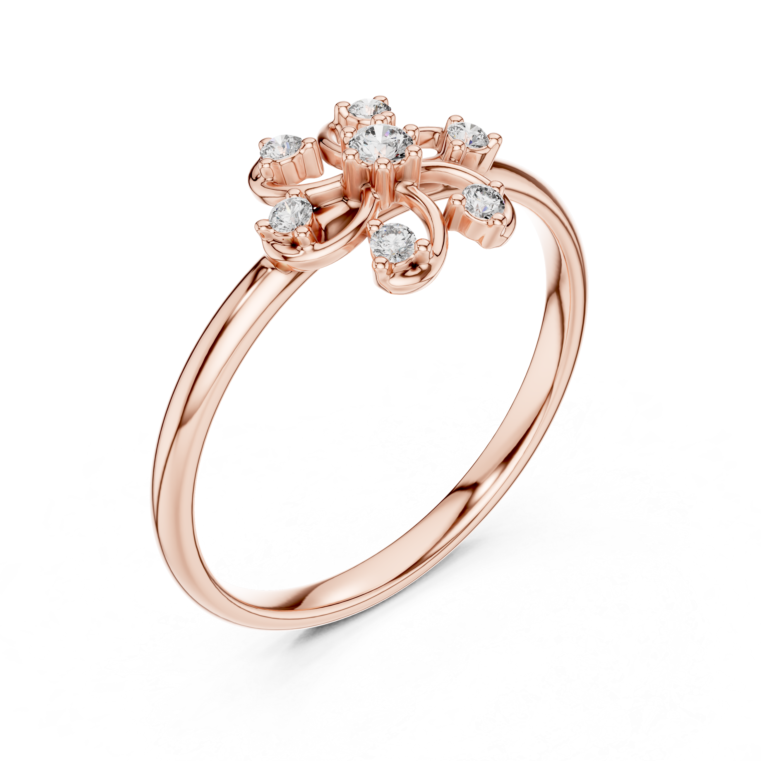 Floral Swirl Diamond Ring