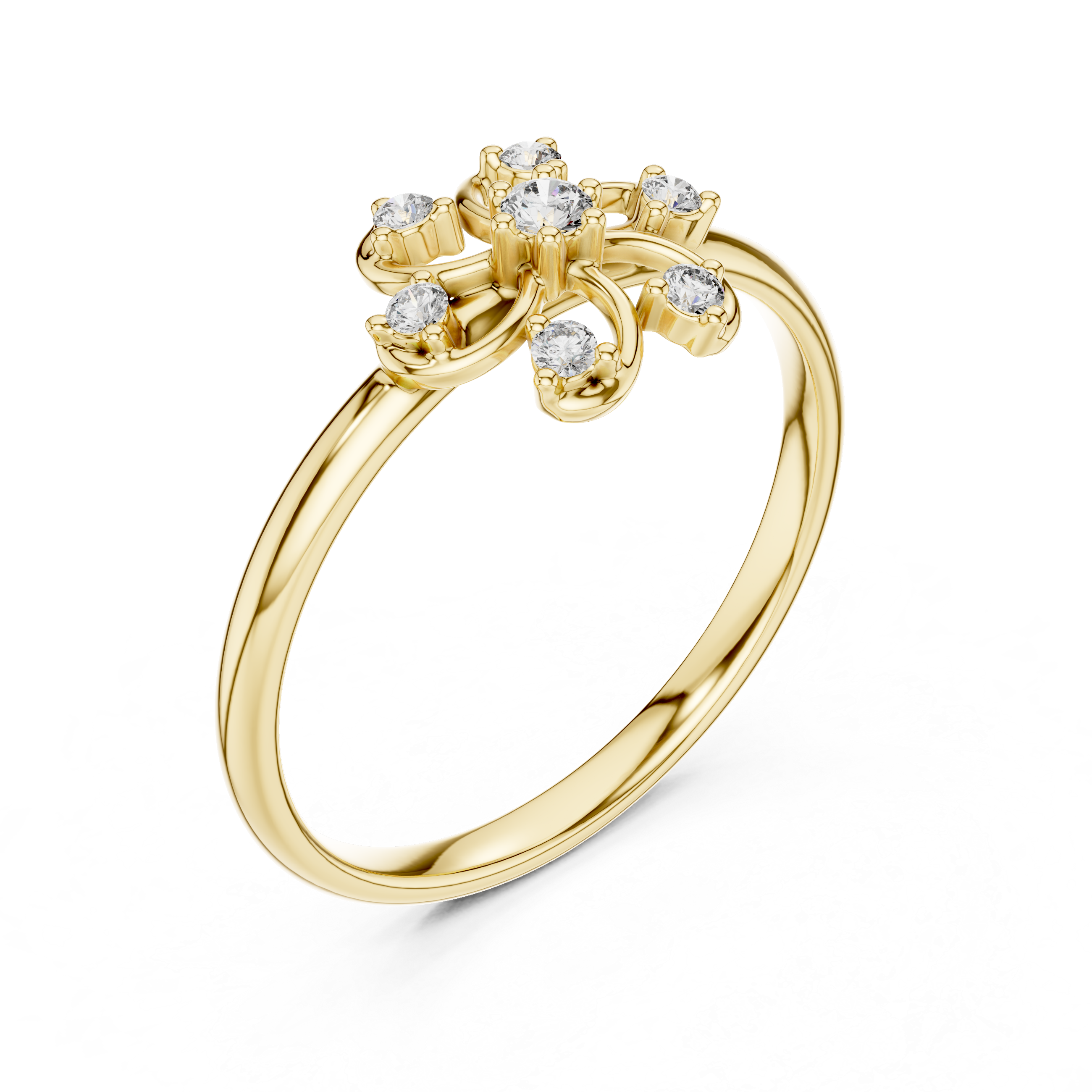 Floral Swirl Diamond Ring