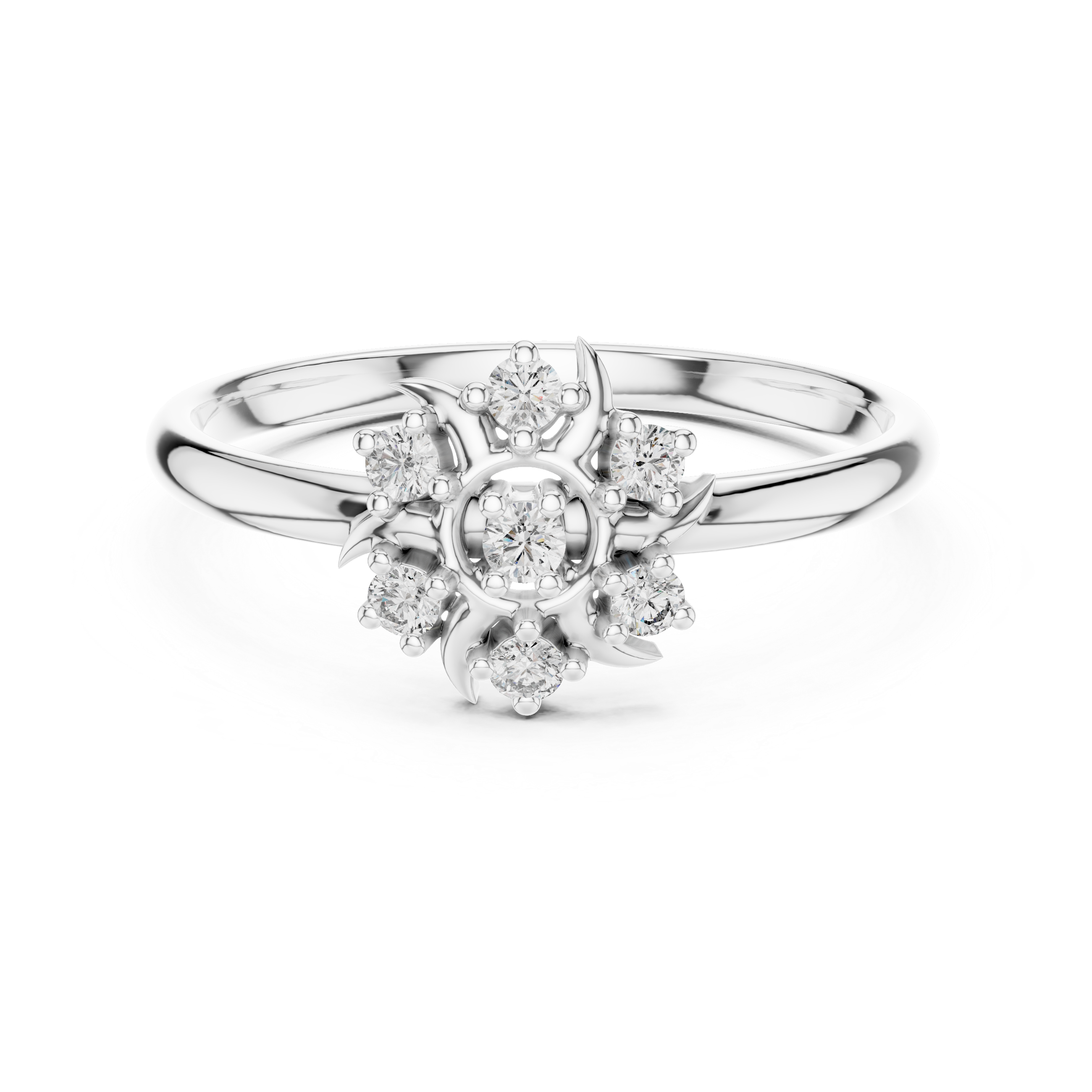 Sunburst Diamond Cluster Ring