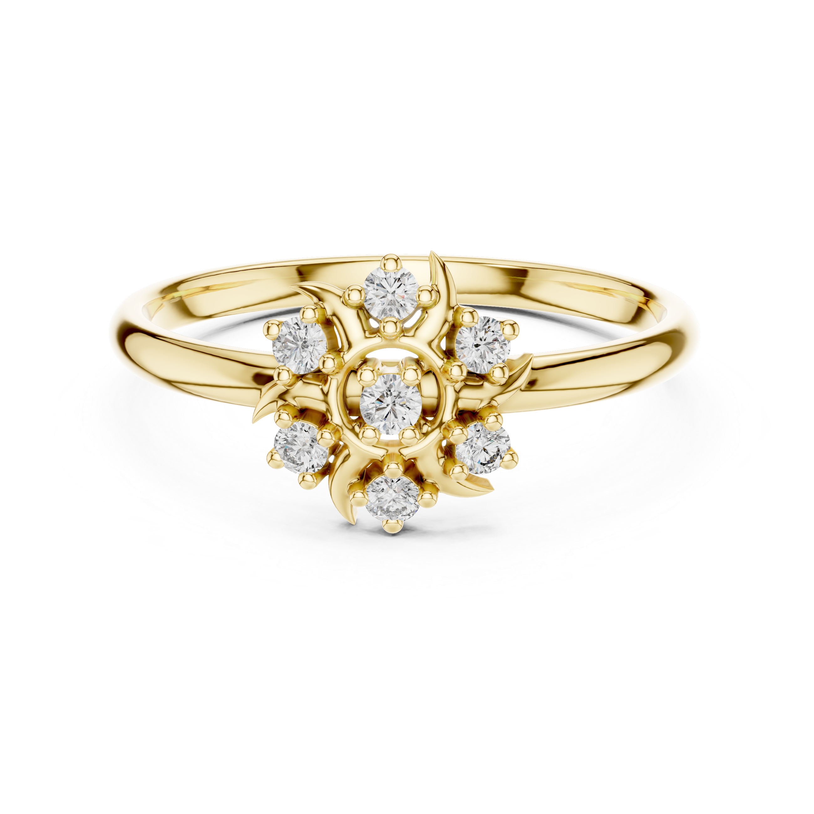Sunburst Diamond Cluster Ring