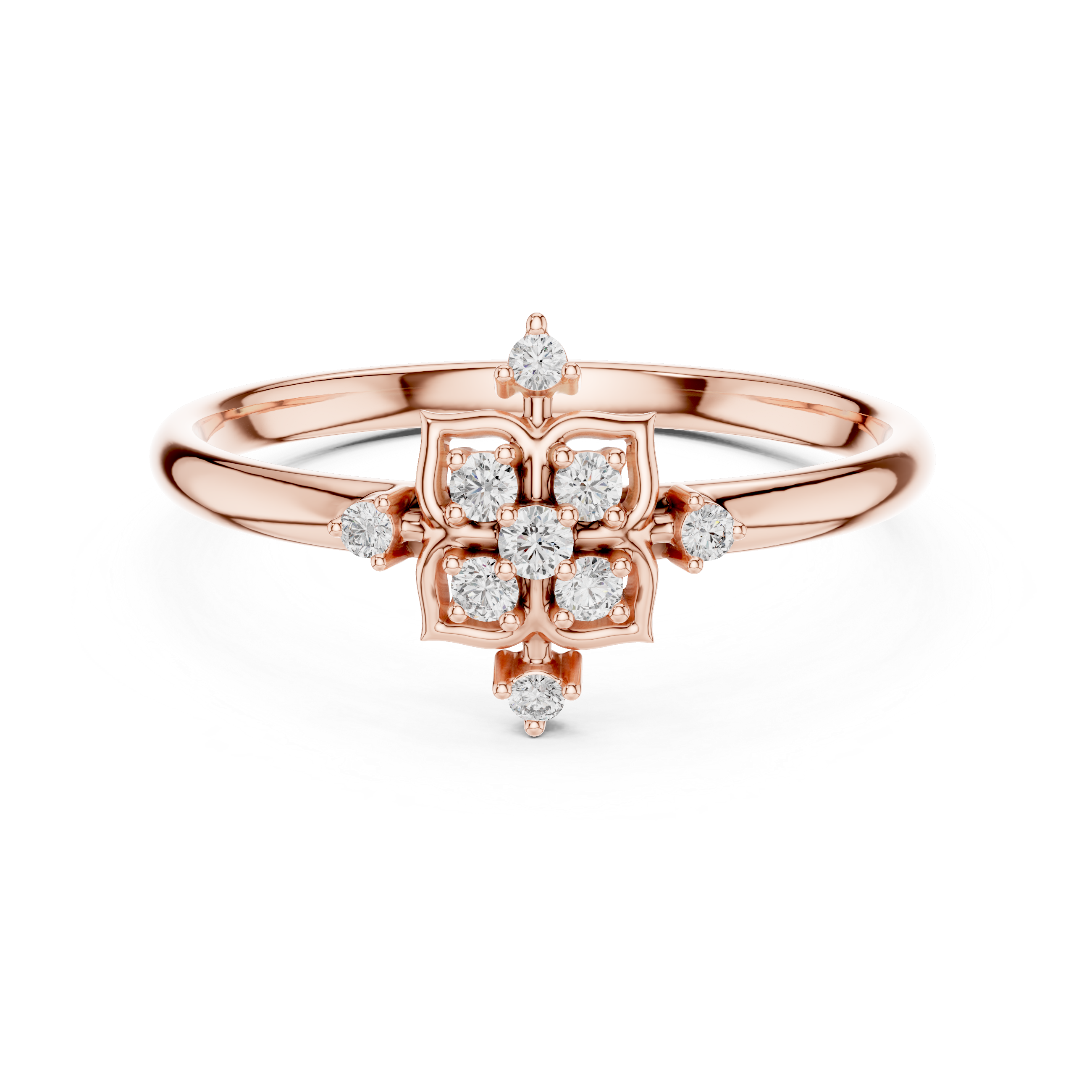 Geometric Floral Diamond Ring