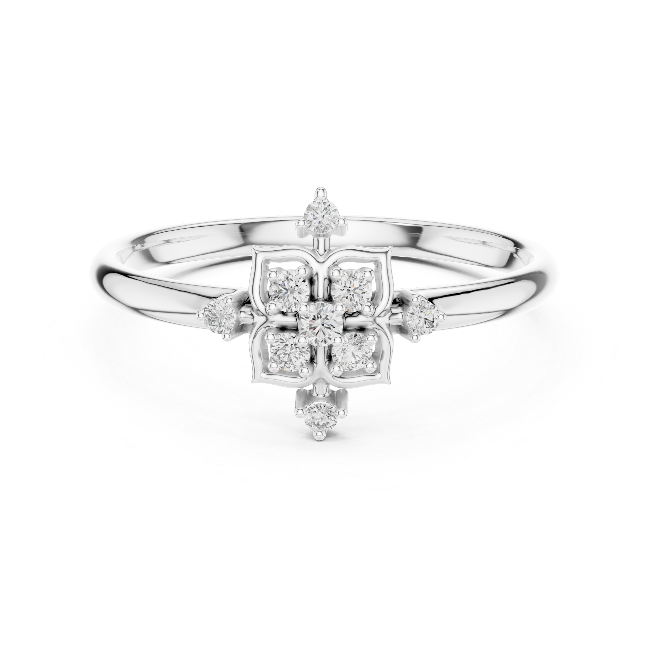Geometric Floral Diamond Ring