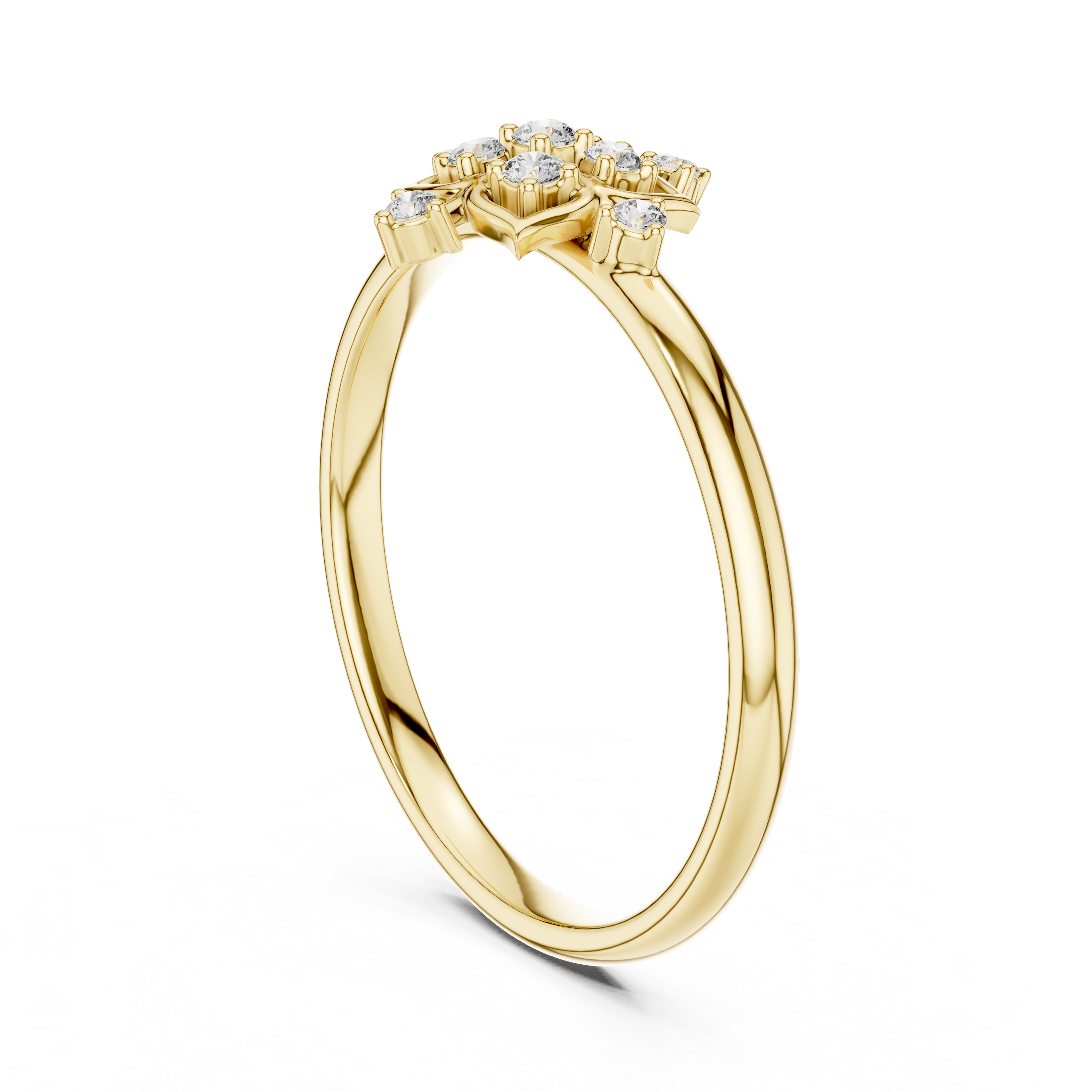 Geometric Floral Diamond Ring