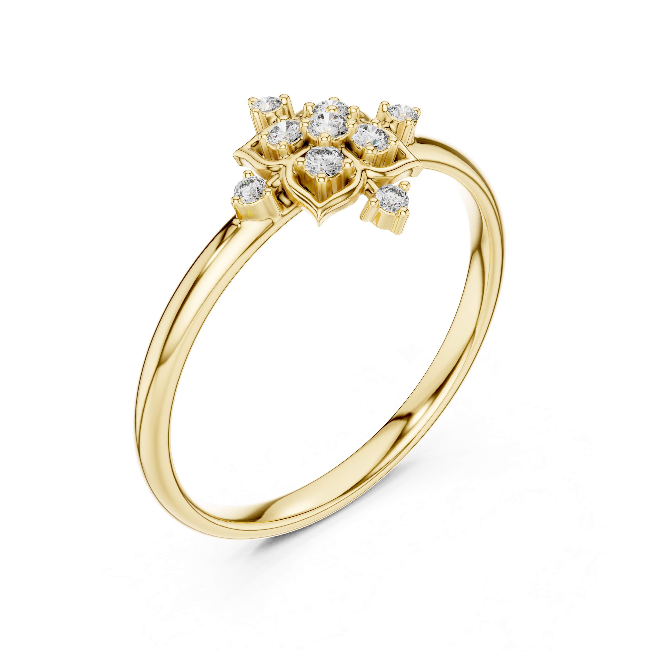 Geometric Floral Diamond Ring