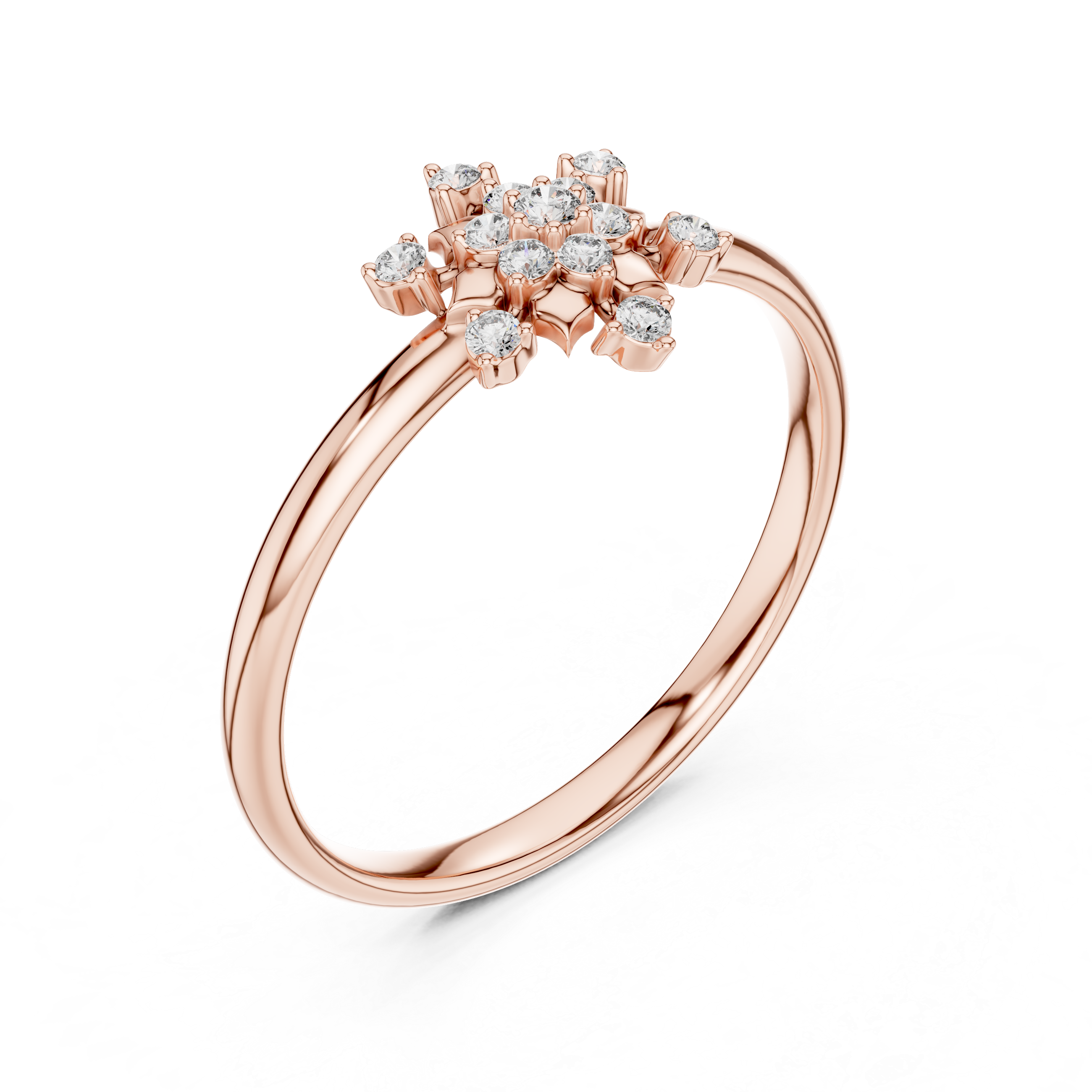 Snowflake Diamond Cluster Ring