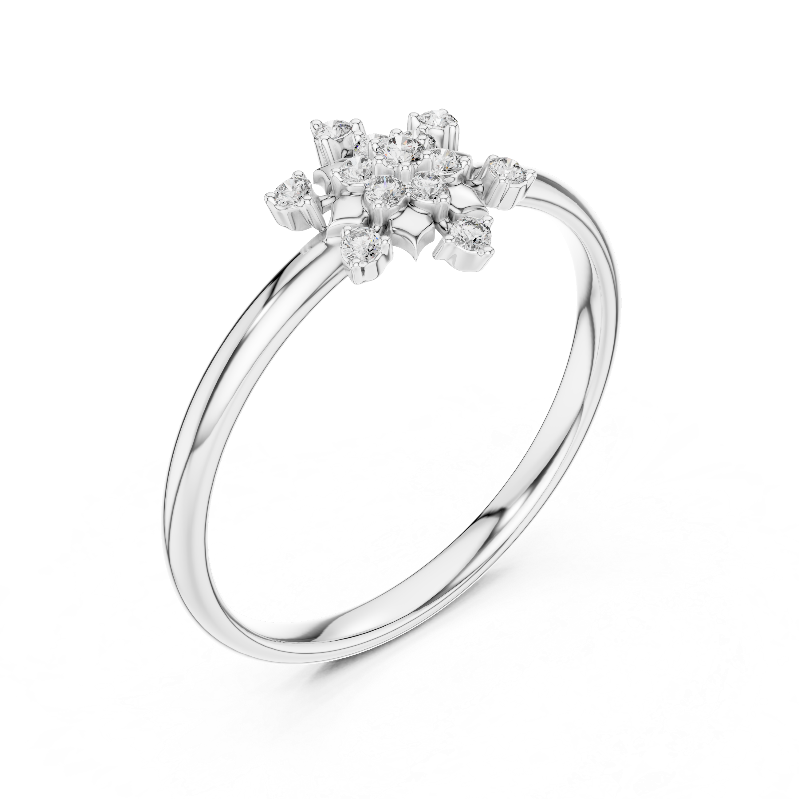 Snowflake Diamond Cluster Ring