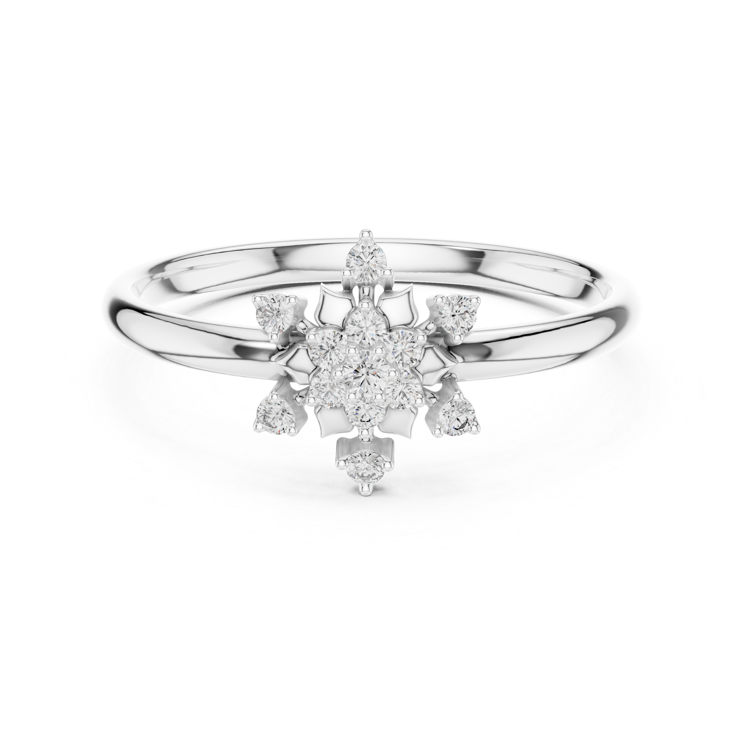 Snowflake Diamond Cluster Ring