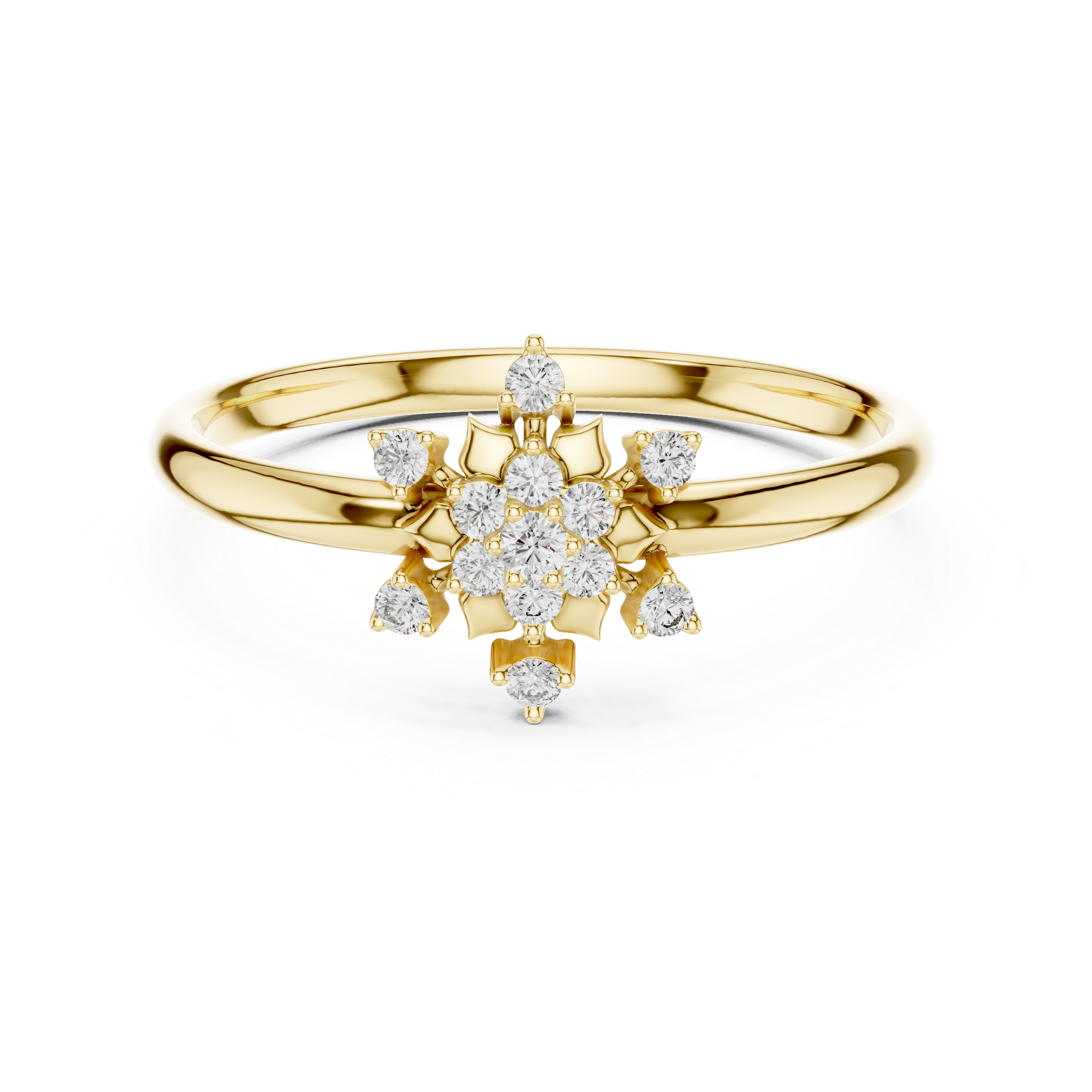 Snowflake Diamond Cluster Ring