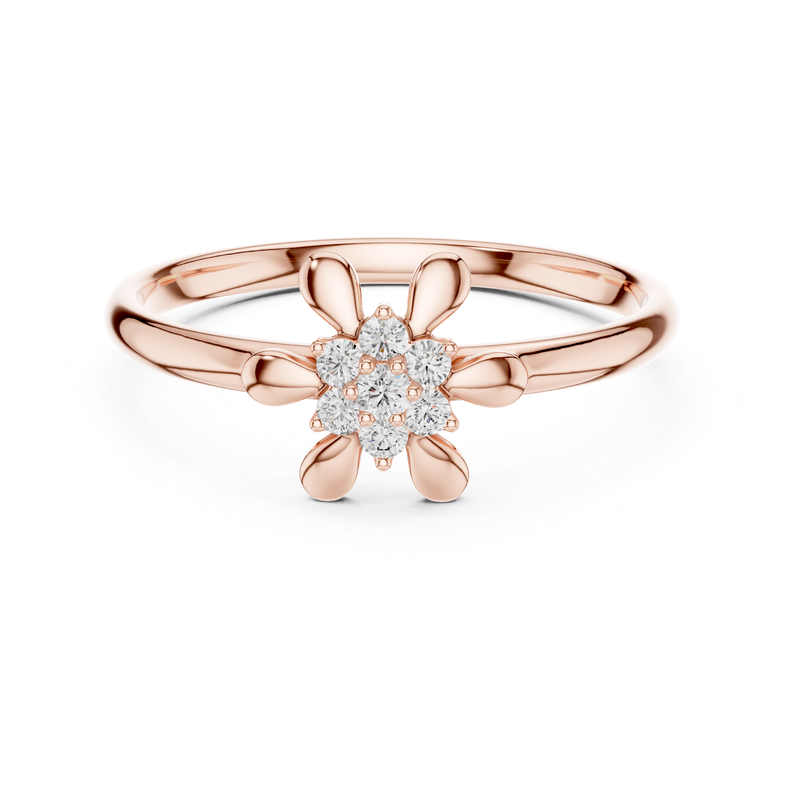 Minimal Diamond Flower Ring