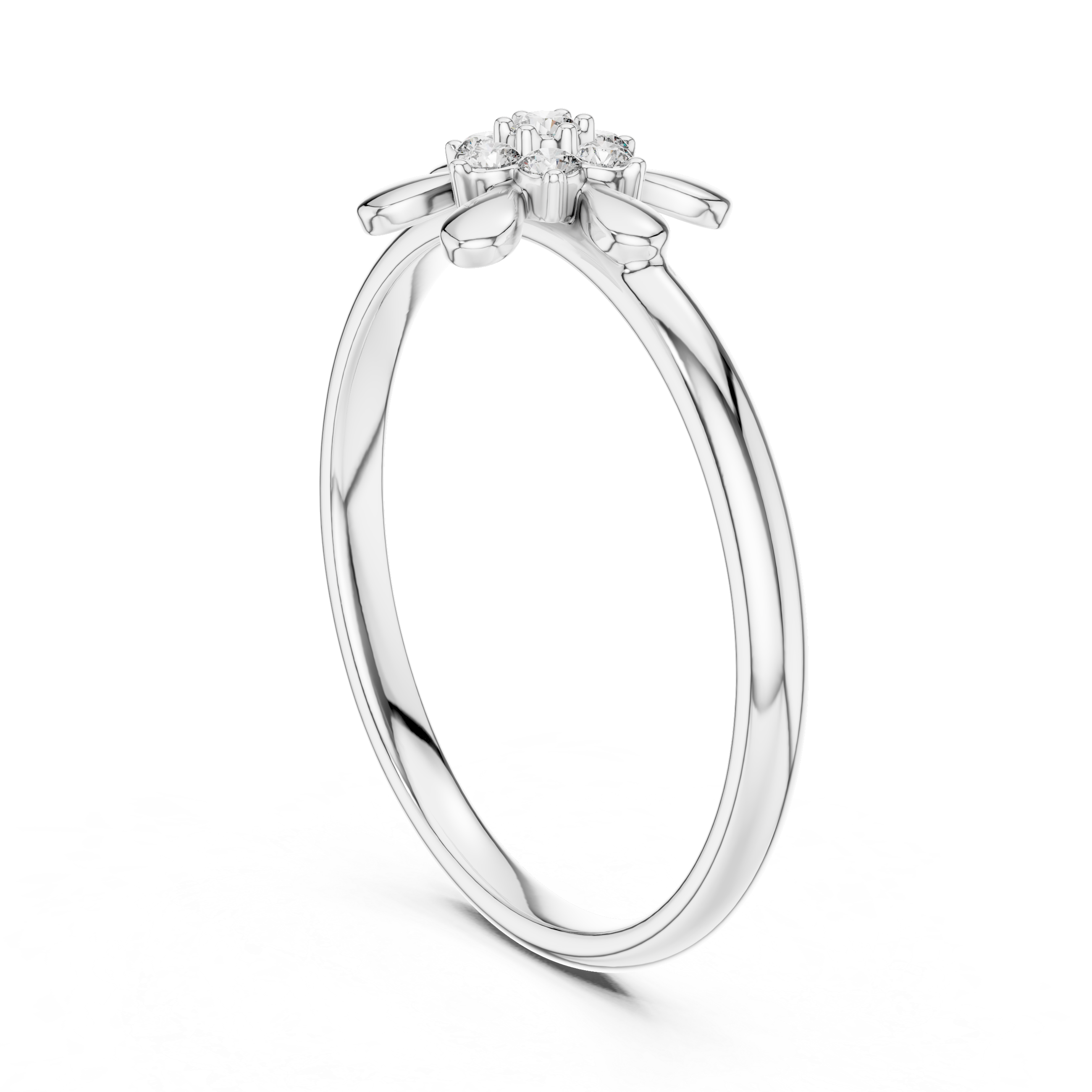 Minimal Diamond Flower Ring