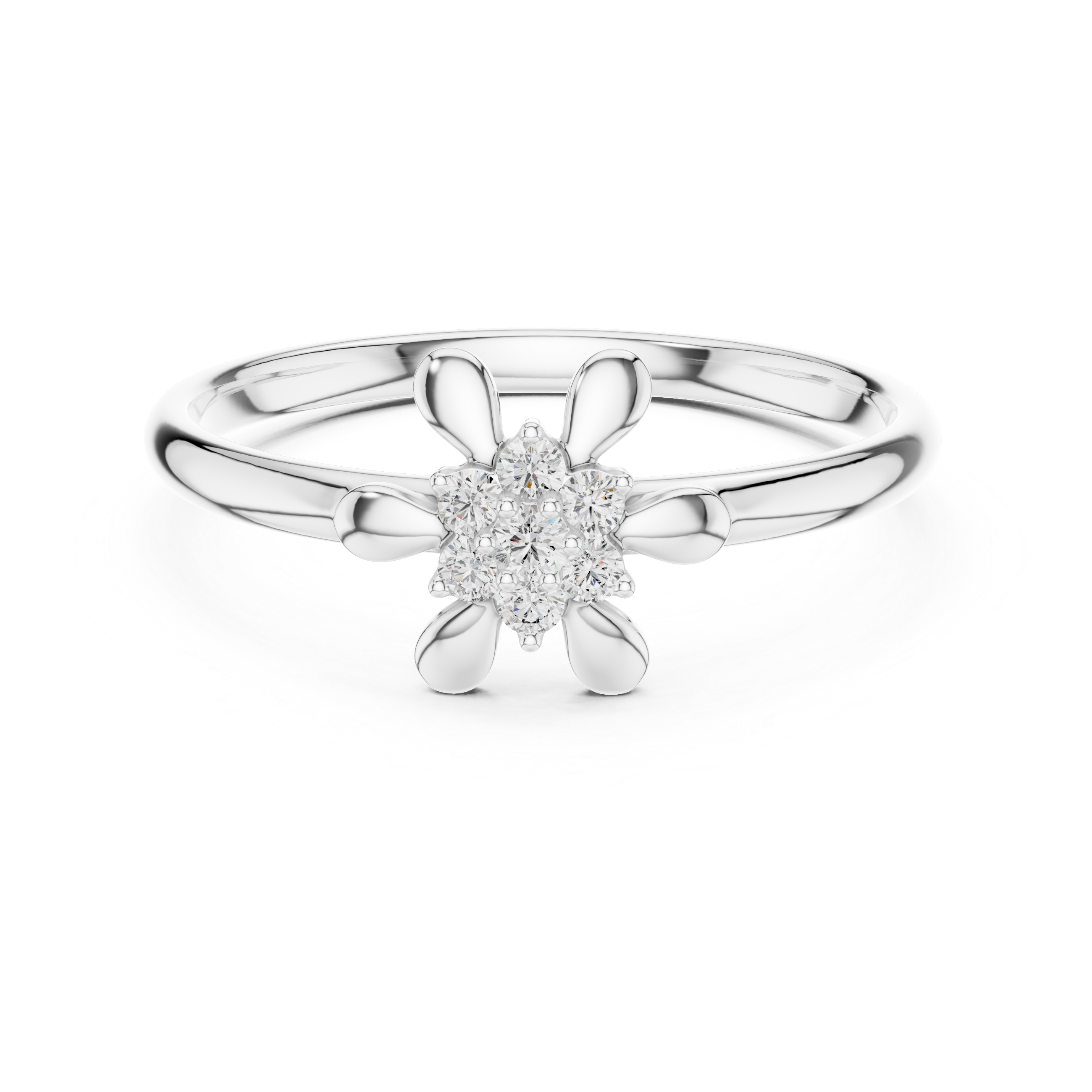 Minimal Diamond Flower Ring