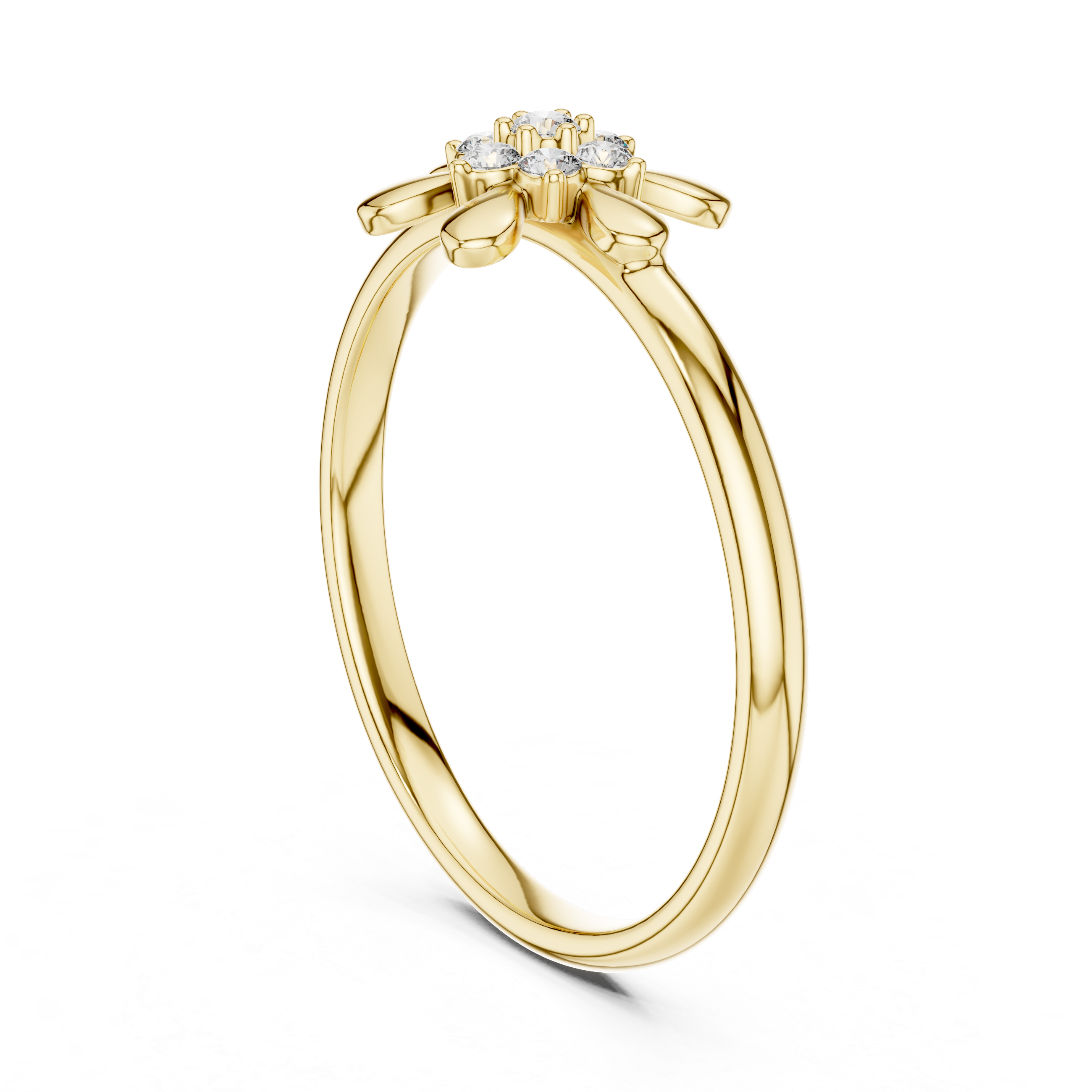 Minimal Diamond Flower Ring