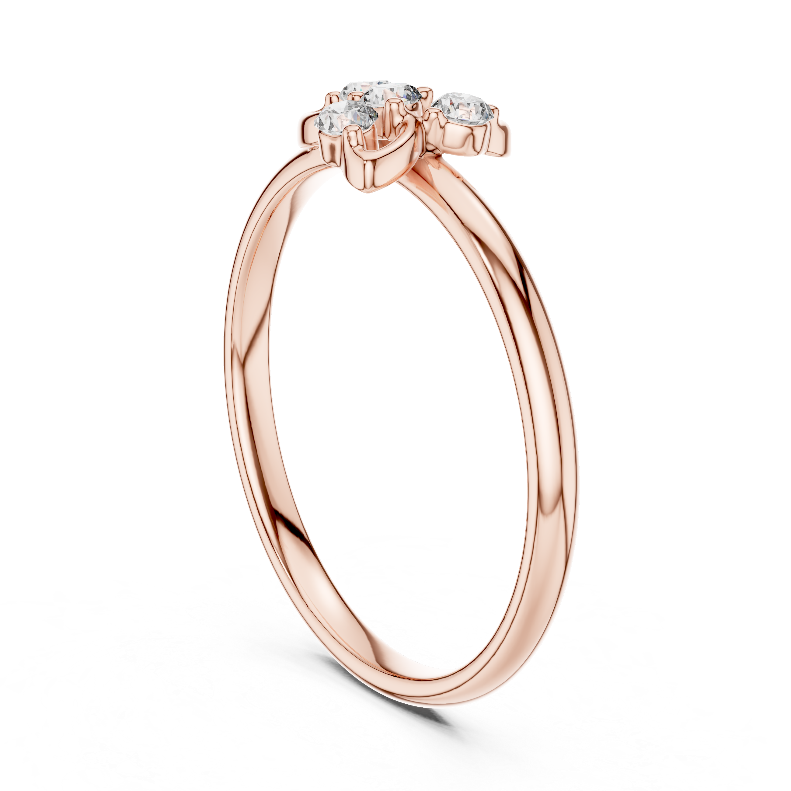 Minimalist Diamond Leaf Cluster Ring