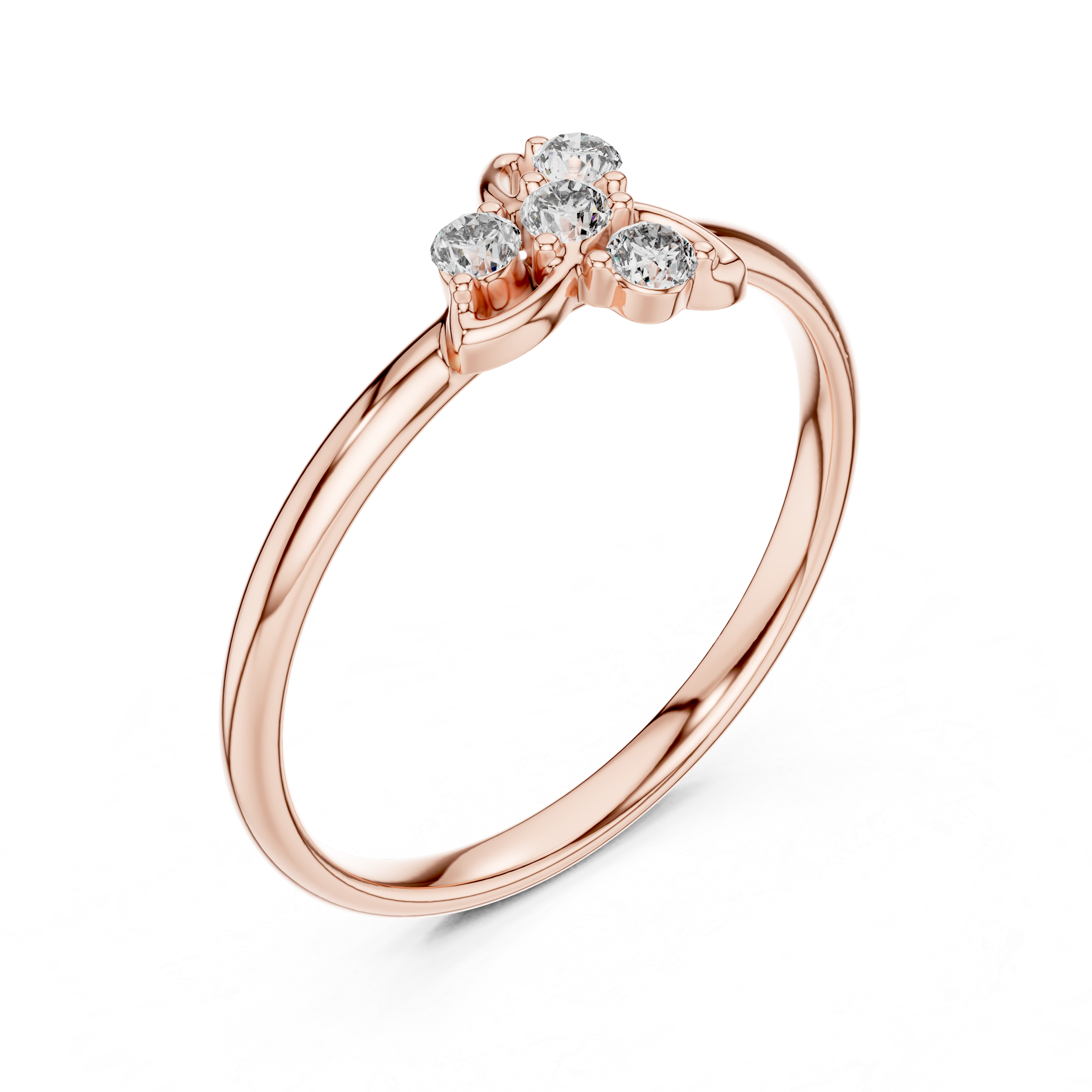 Minimalist Diamond Leaf Cluster Ring