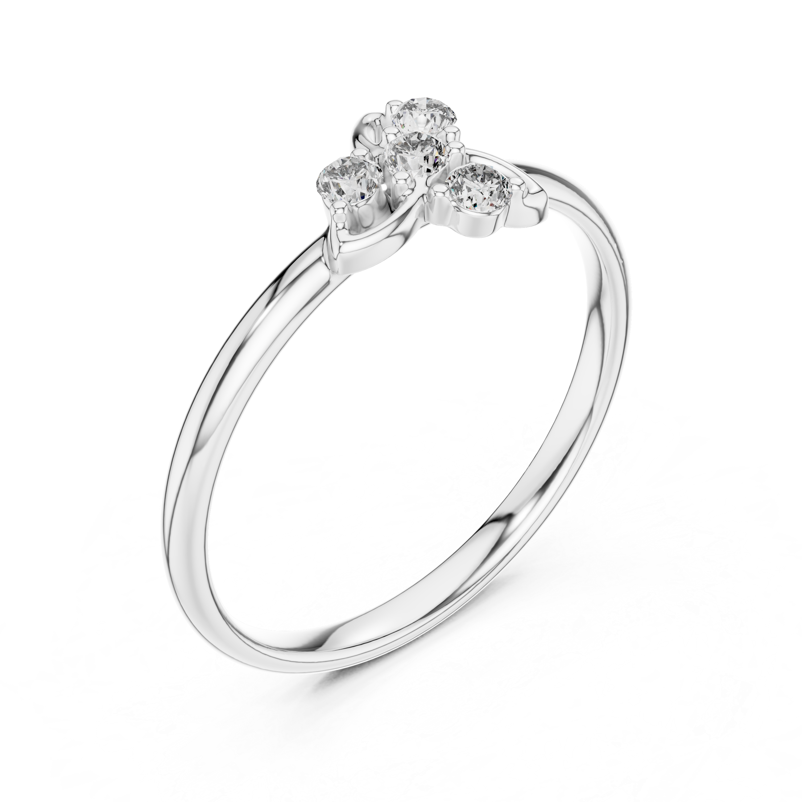 Minimalist Diamond Leaf Cluster Ring